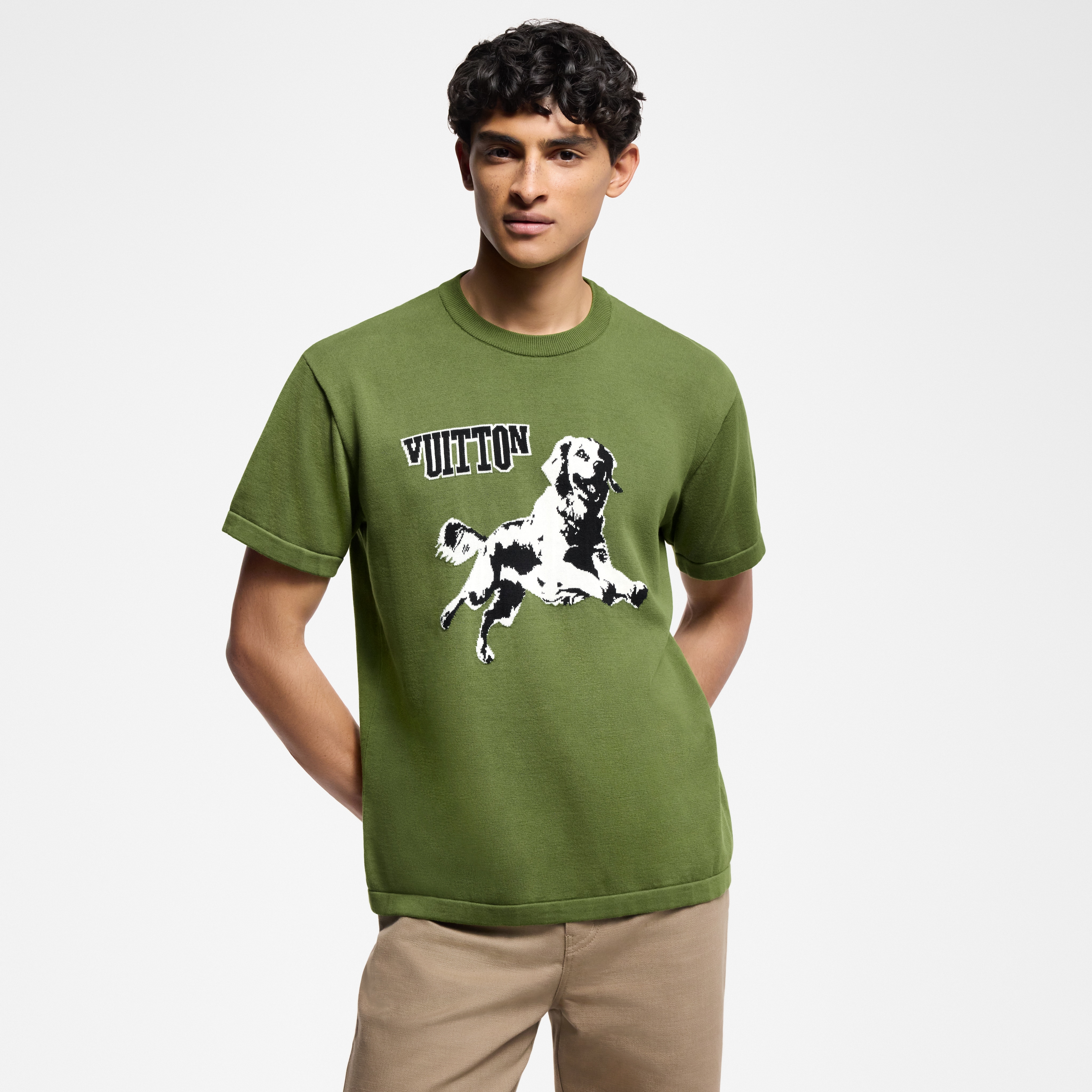  Short-Sleeved Cotton Crewneck  in Men