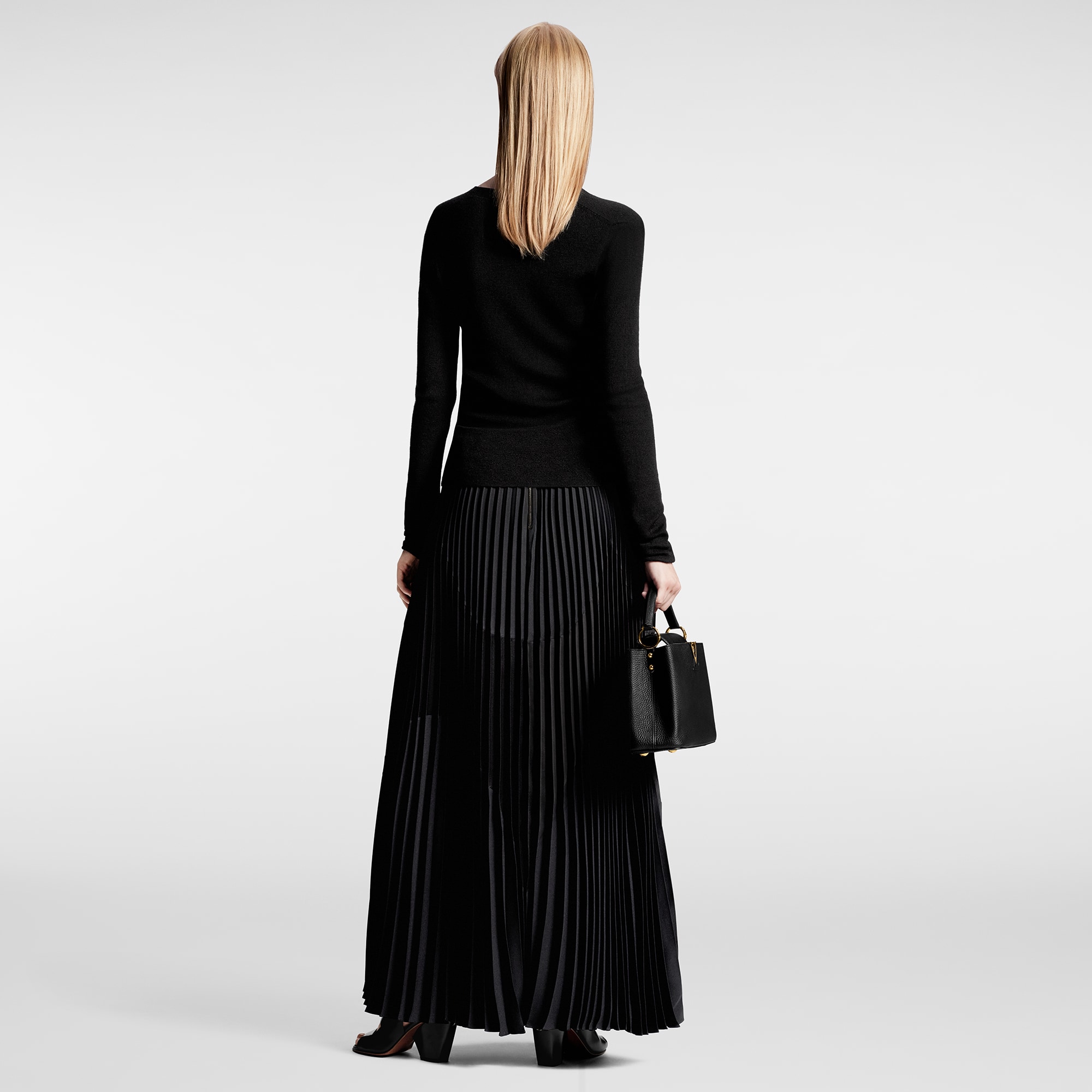 Abstract Insert Pleated Skirt    in Women