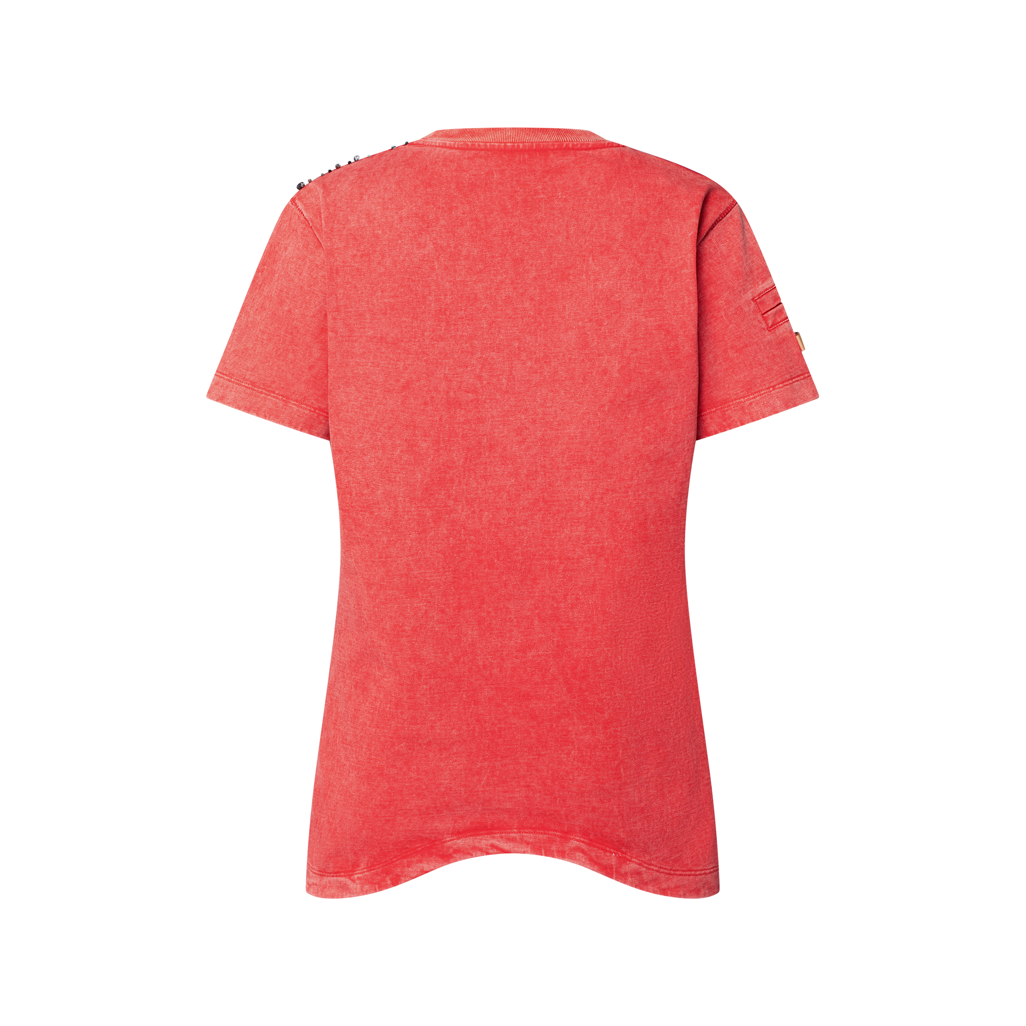 Bead Accent Curve Hem T-Shirt  in Wanita