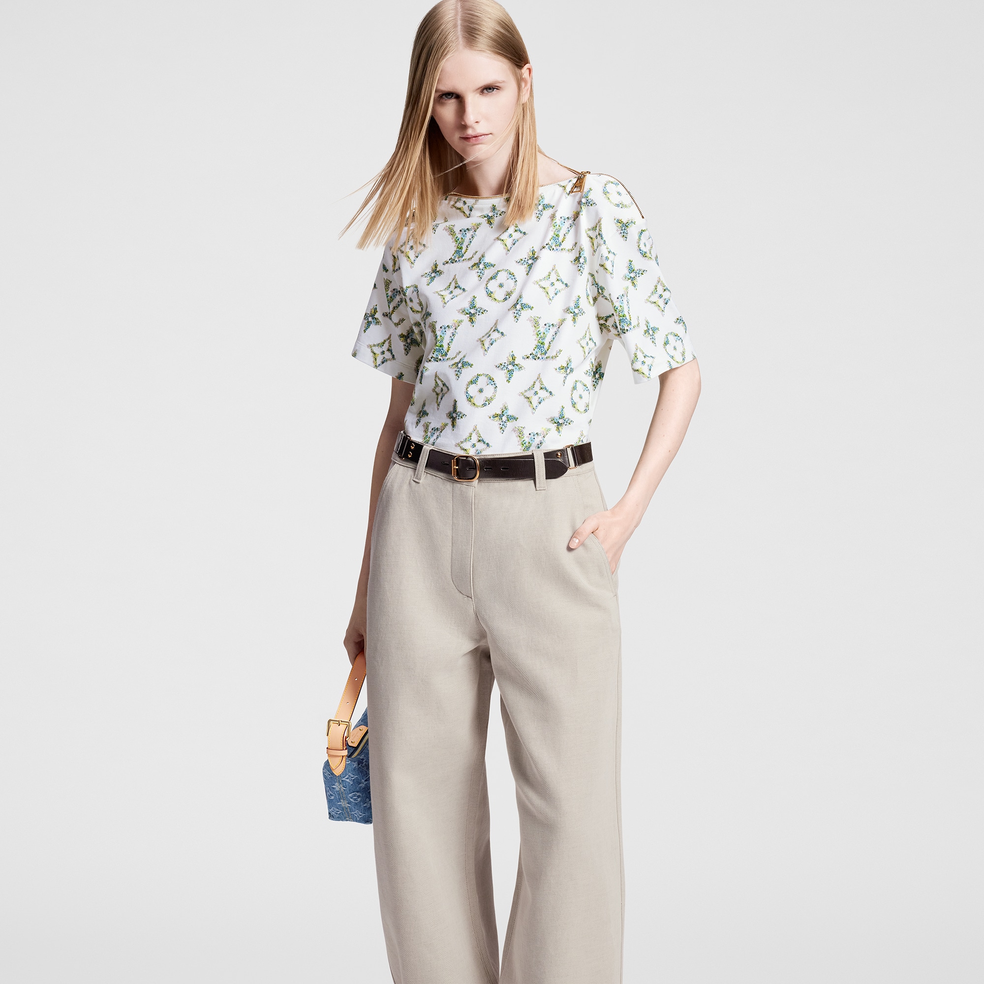 Belted Gabardine Pants  in Wanita