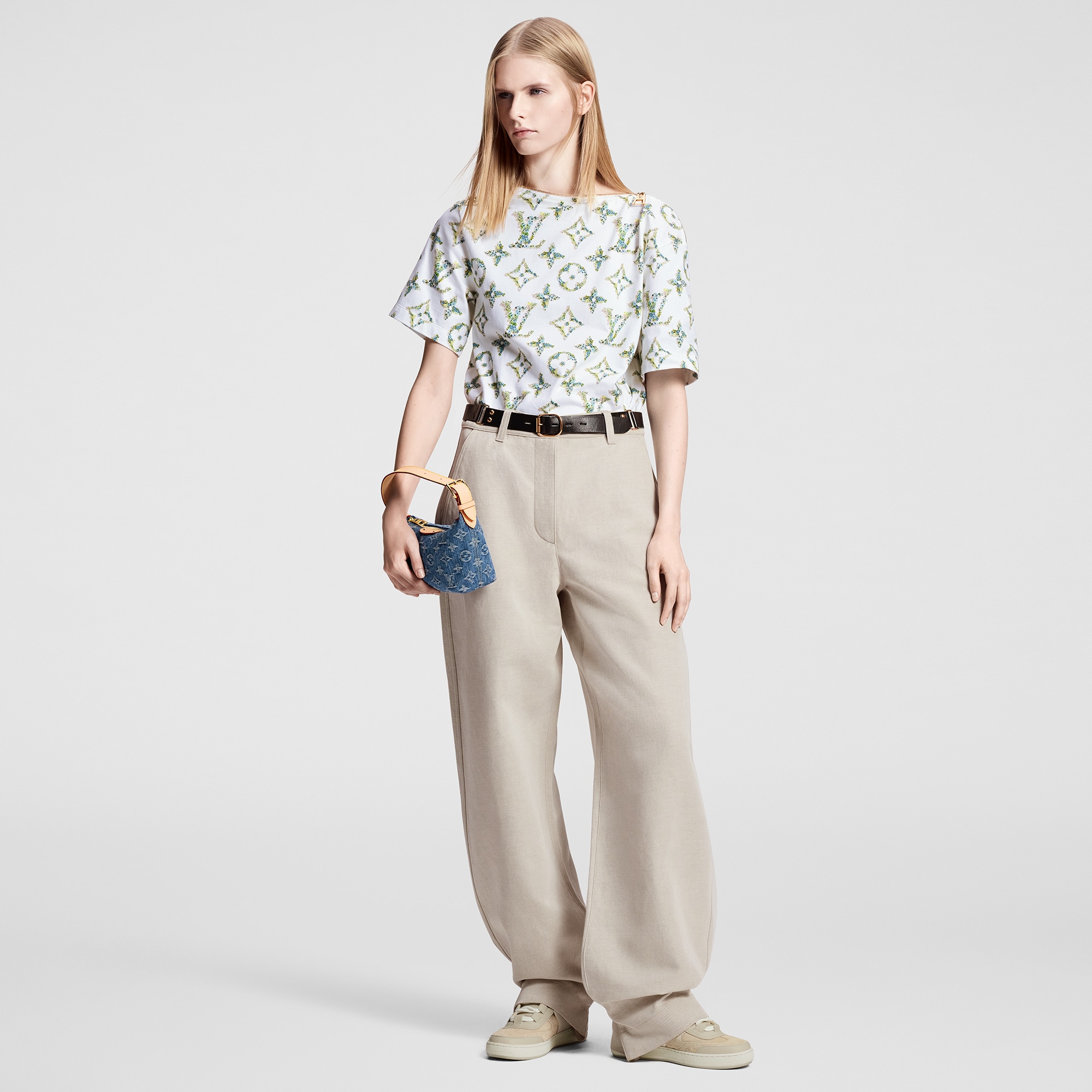 Belted Gabardine Pants  in Wanita