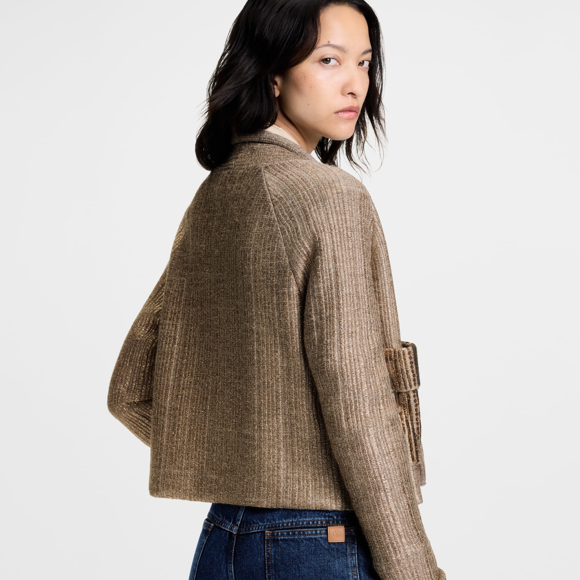 Boxy Glitter Knit Cardigan  in Wanita