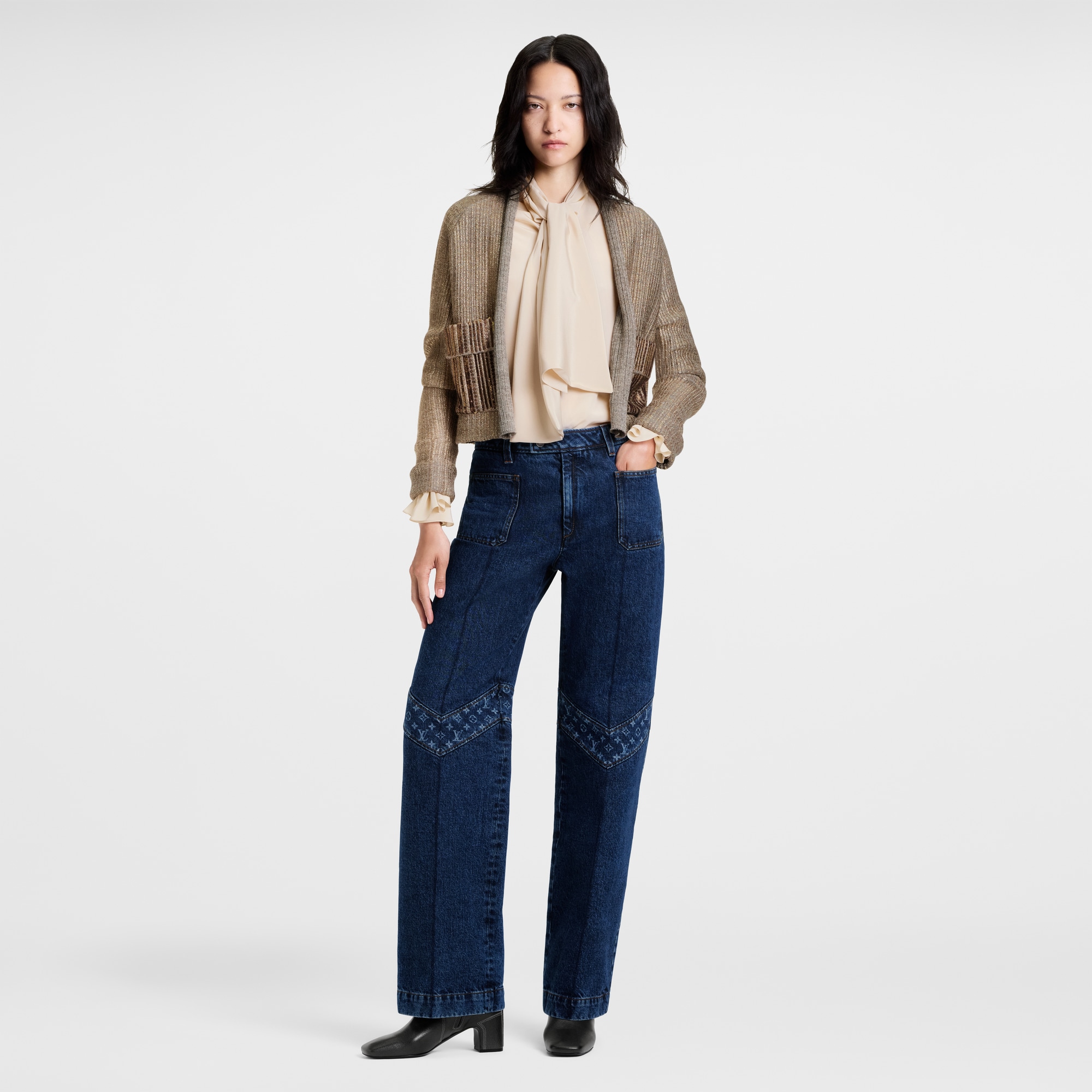 Boxy Glitter Knit Cardigan  in Wanita