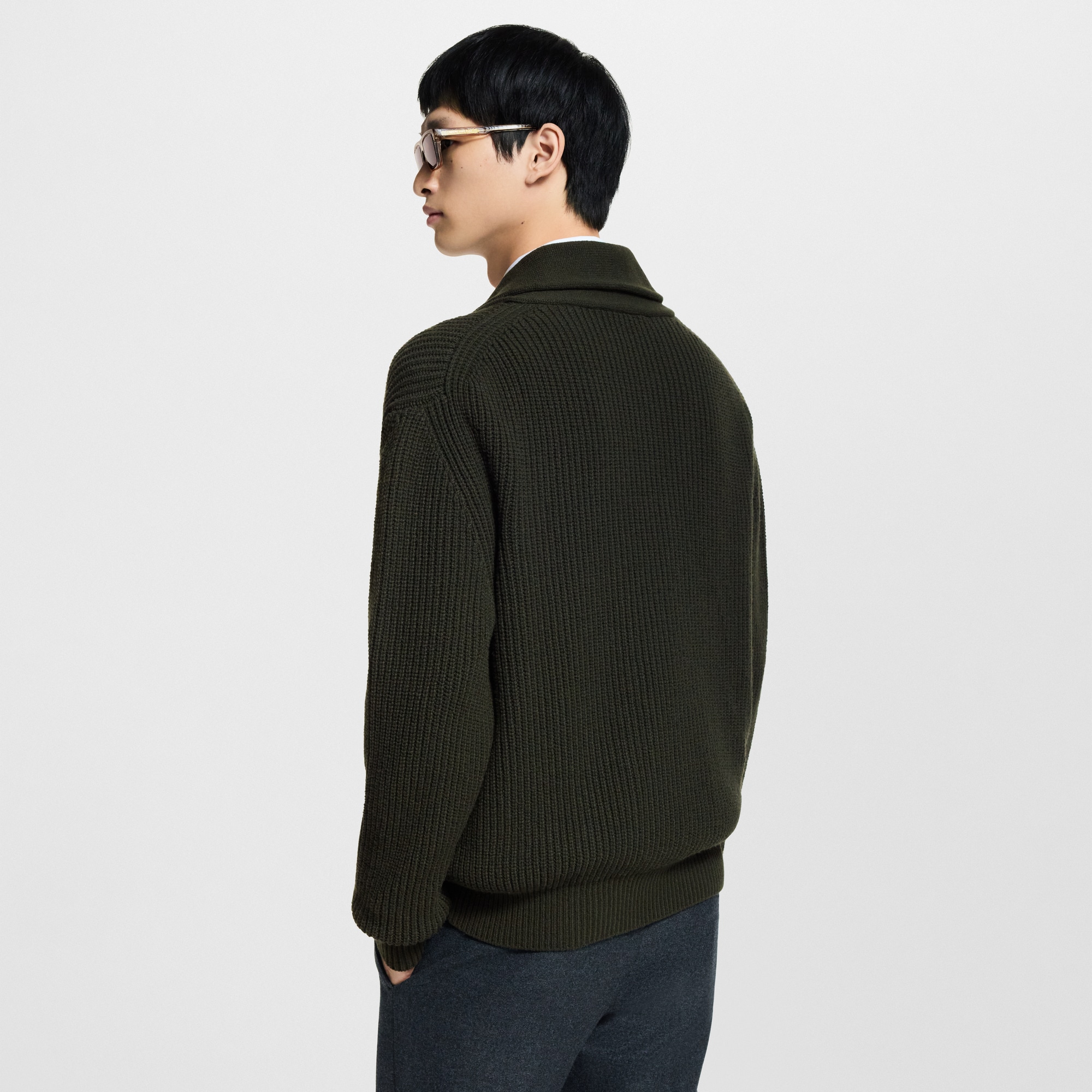 Cashmere Blend Shawl Collar Cardigan  in Pria