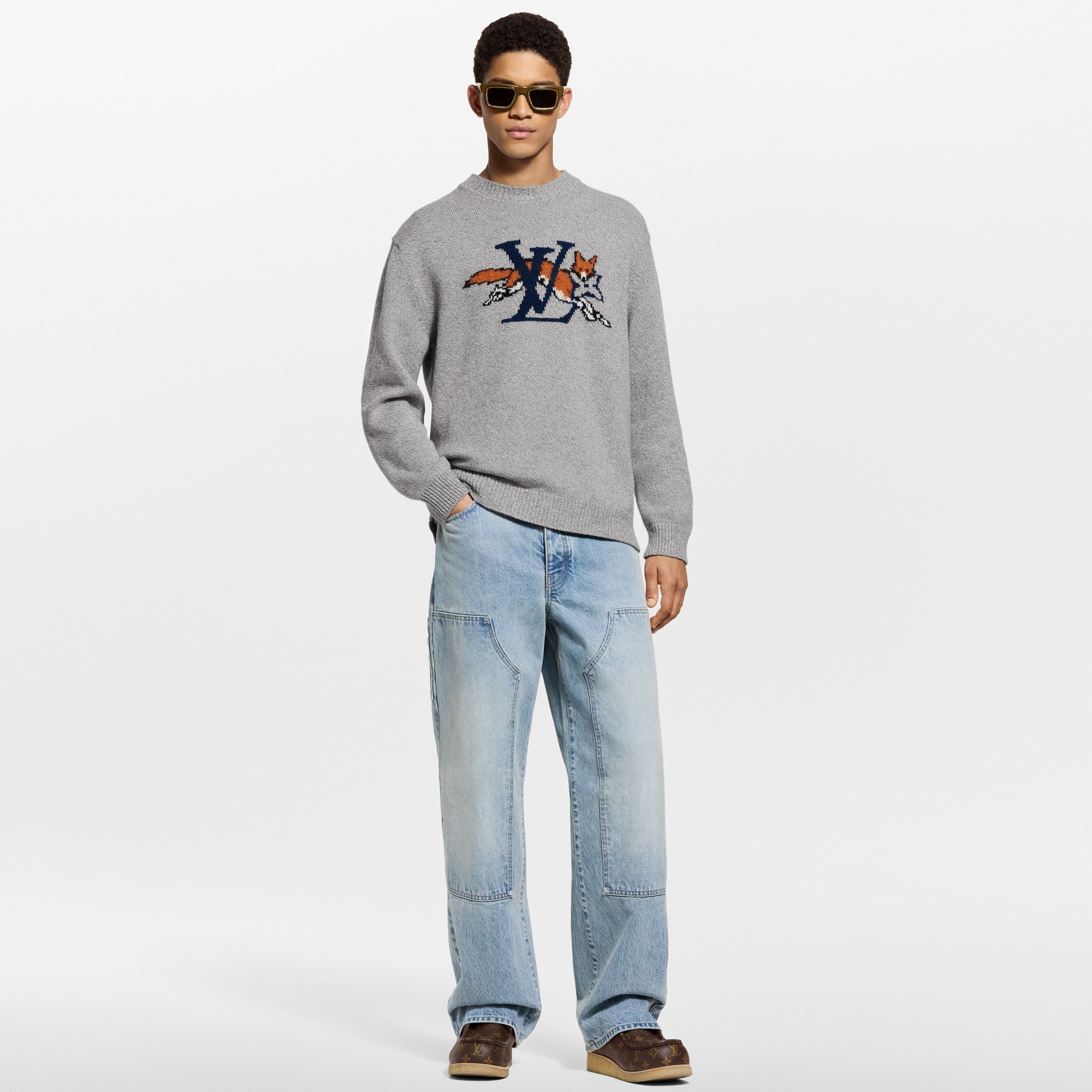 Chunky Wool-Cashmere Crewneck  in Pria