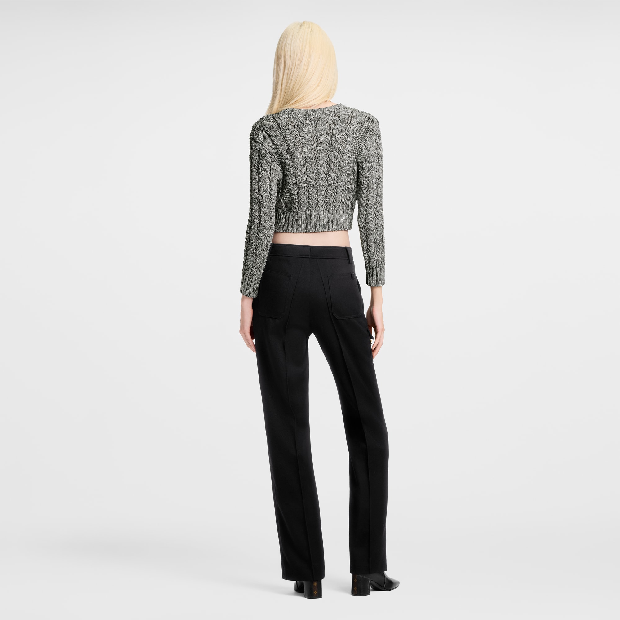 Cropped Cable Knit Cardigan  in Wanita