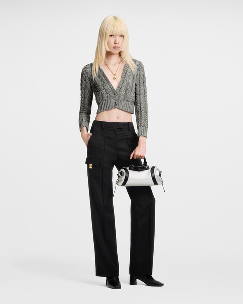 クロップド ケーブル ニット カーディガン ウィメンズ ウェア(洋服)