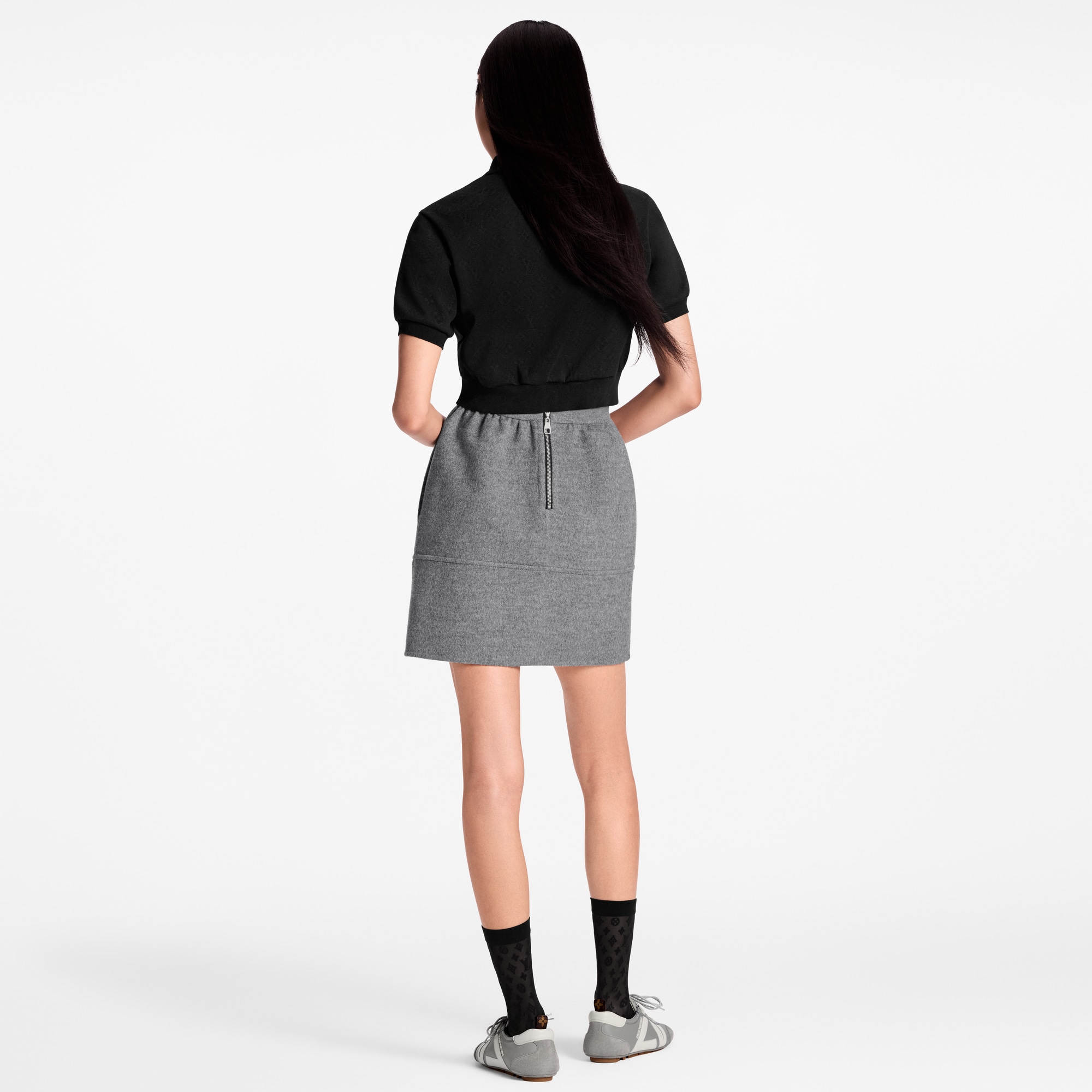 Cropped Monogram Button Polo Top  in Wanita