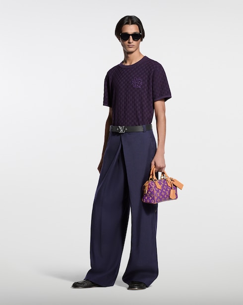 Damier Jacquard Short-Sleeved Crewneck in Pria's Pakaian Semua Koleksi collections by Louis Vuitton