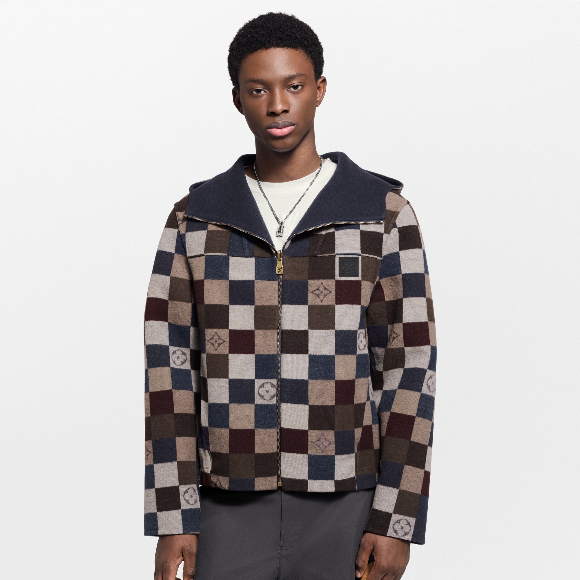Damier Reversible Hooded Blouson  in Pria