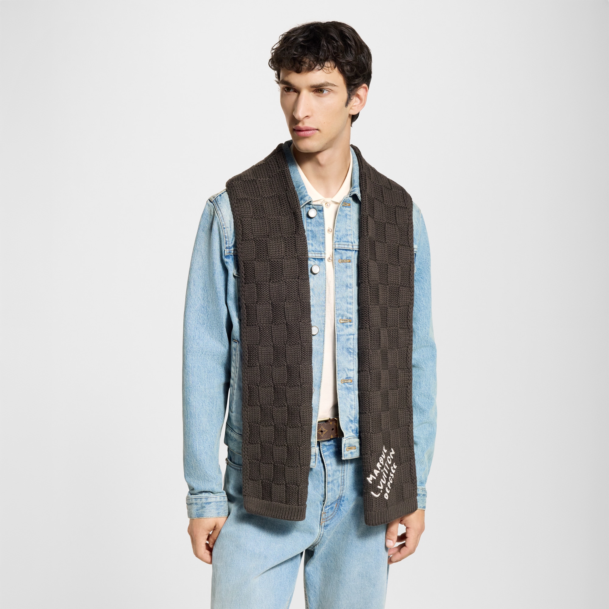 Damier Snug Scarf S00 in Pria