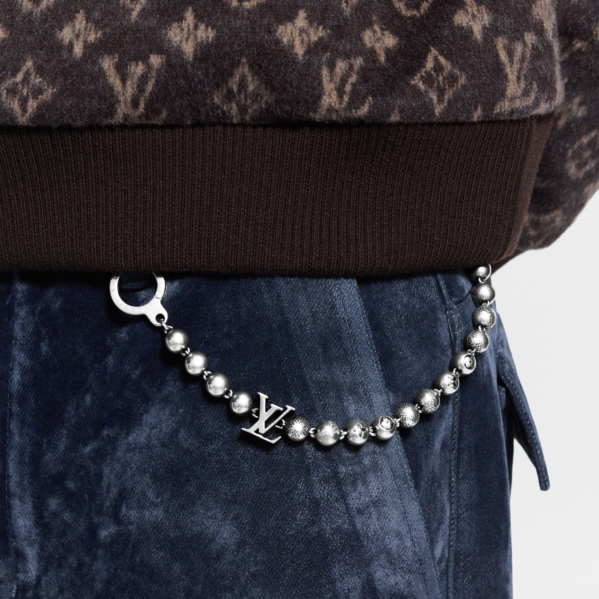 Damier Staples Chain Belt S00 in Pria