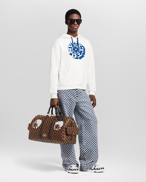 Damier Wide-Leg Jeans in Pria's Pakaian Denim collections by Louis Vuitton