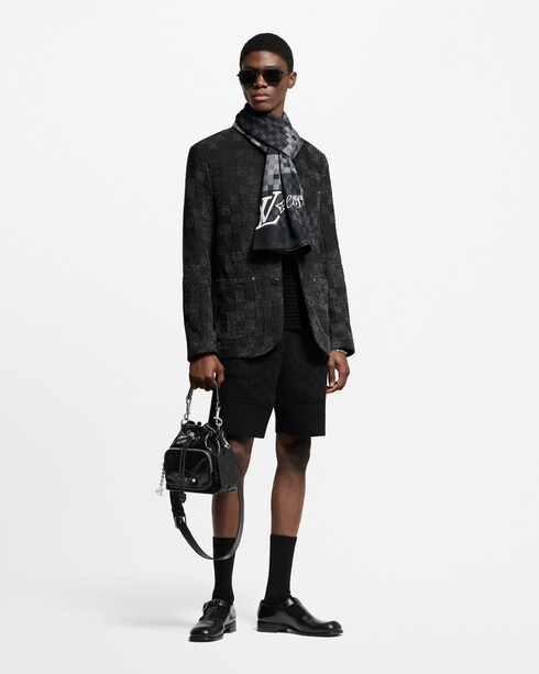 Denim Bouclette Collarless Jacket in Pria's Pakaian Blazer dan Jaket collections by Louis Vuitton