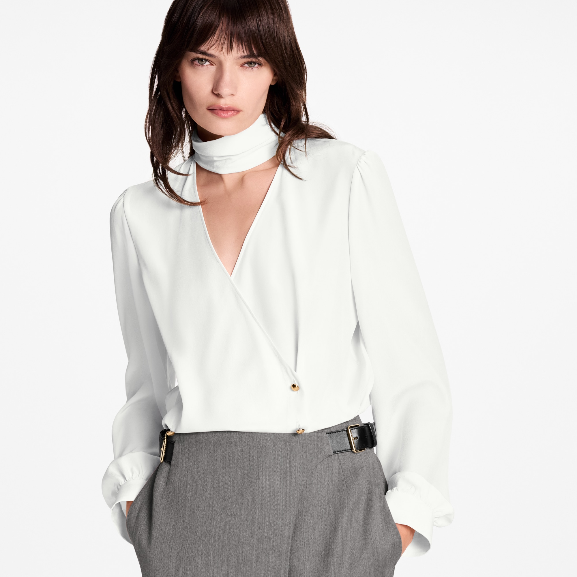 Double-Breasted Wrap Blouse  in Wanita