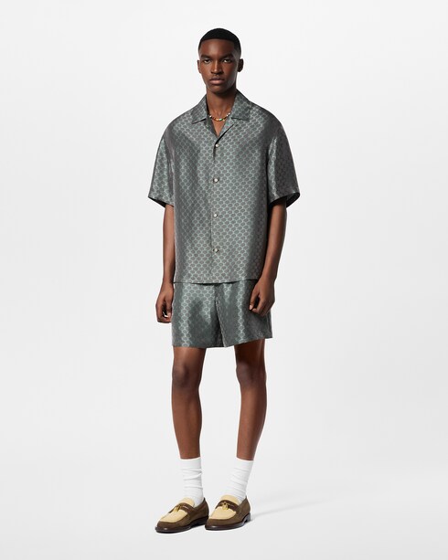 กางเกงขาสั้นผูกเอวผ้าไหมผสมเทคนิคแจ็คการ์ด in ผู้ชาย's เสื้อผ้า กางเกงสำหรับผู้ชาย collections by Louis Vuitton