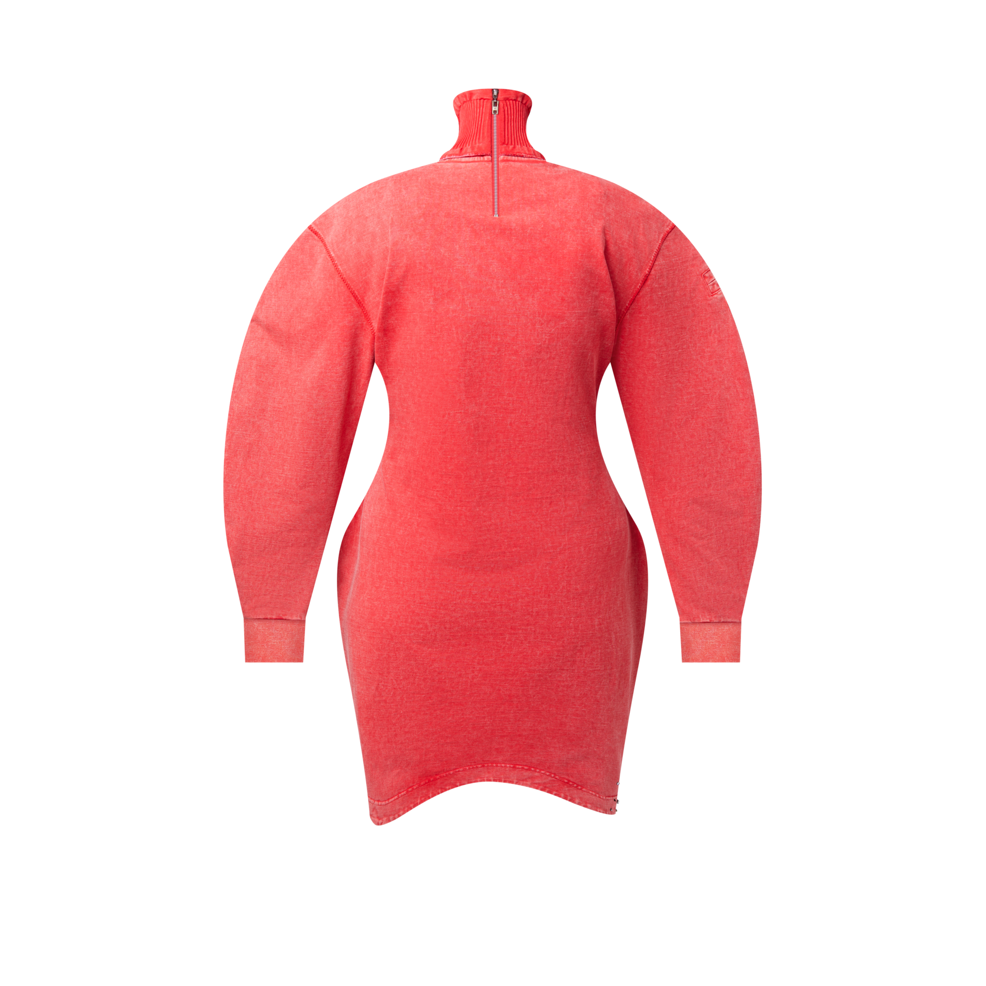 Emb L/S Dress Asymmetrical Hem  in Wanita