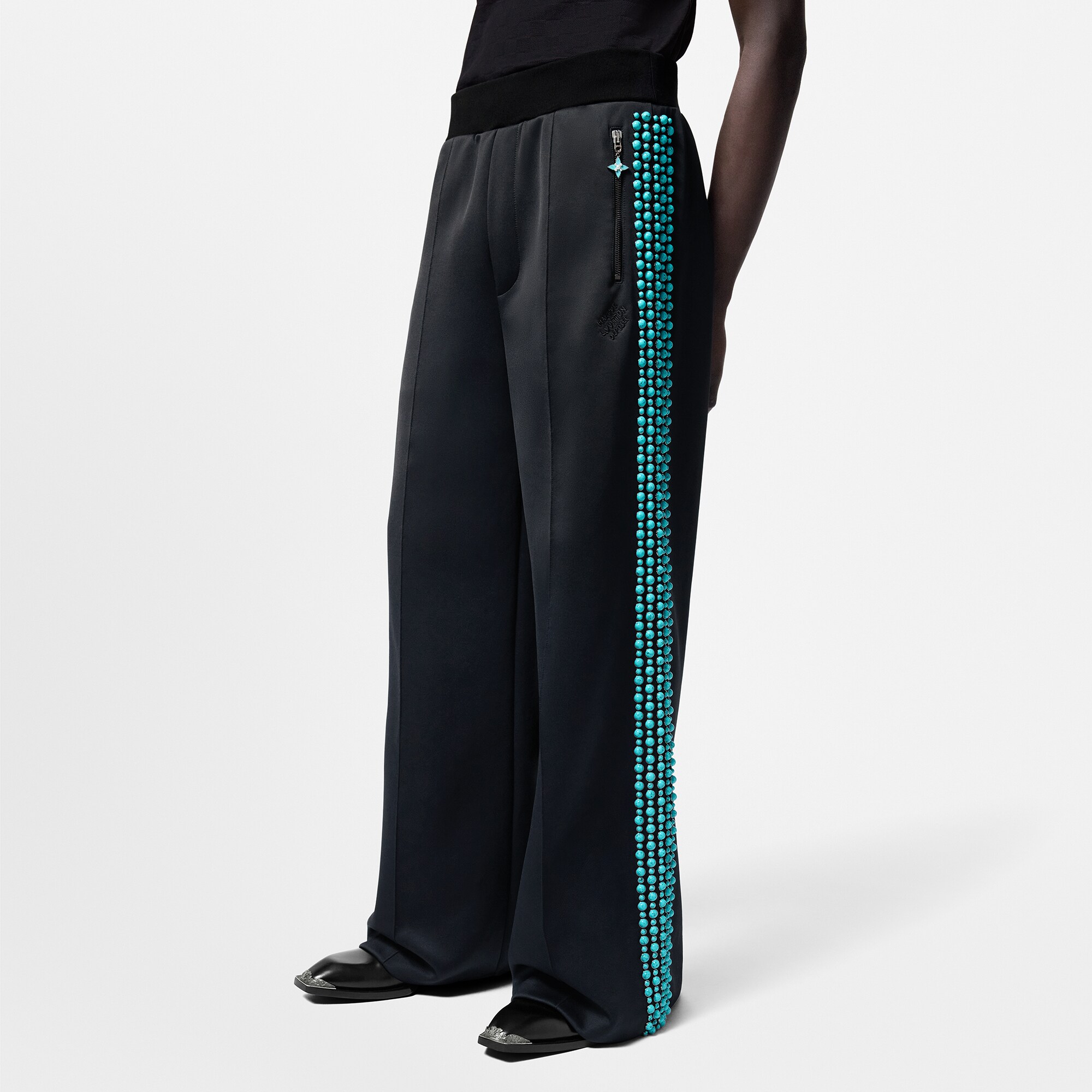 Embellished Cotton Track Pants  in Pria