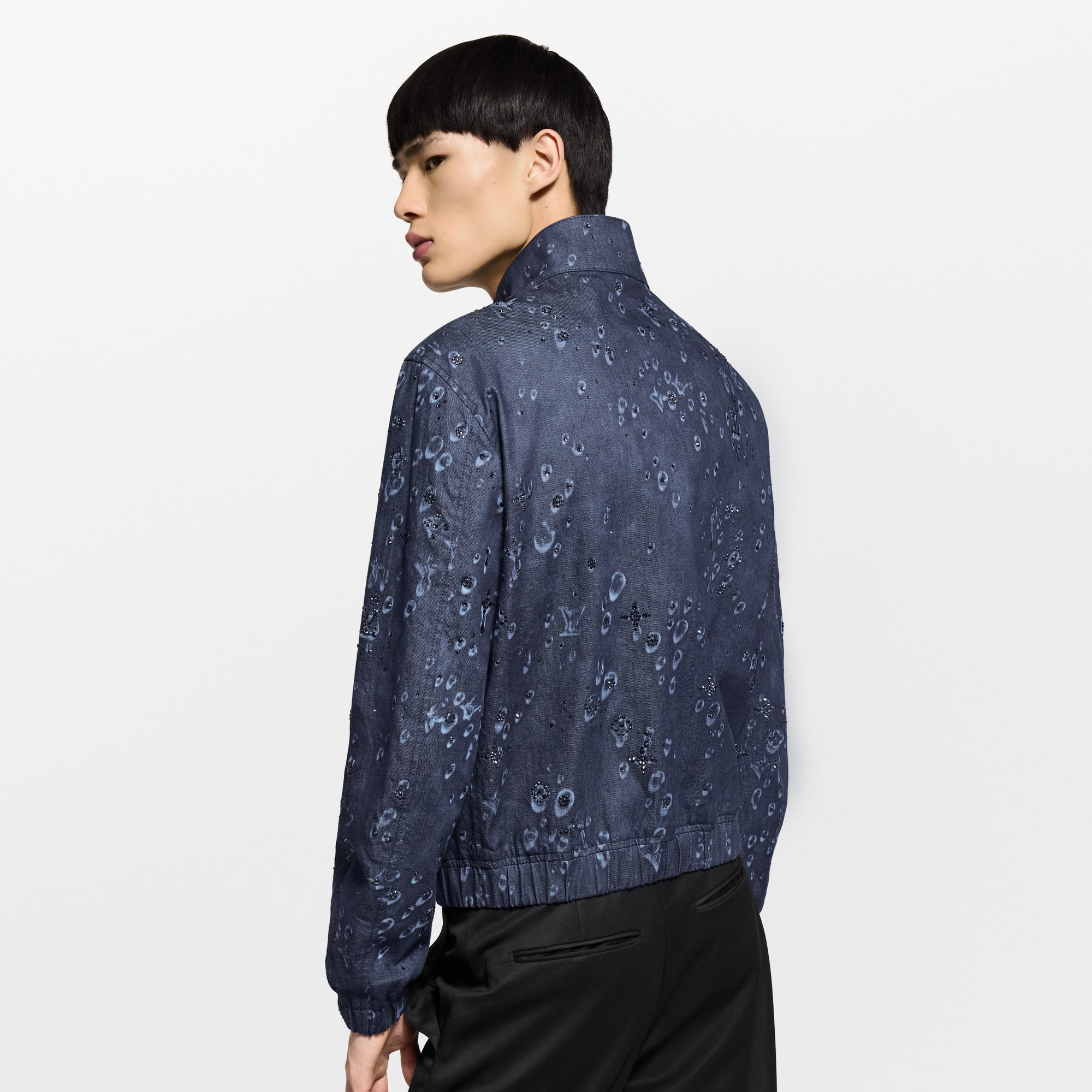 Embellished Denim Harrington Jacket  in Pria