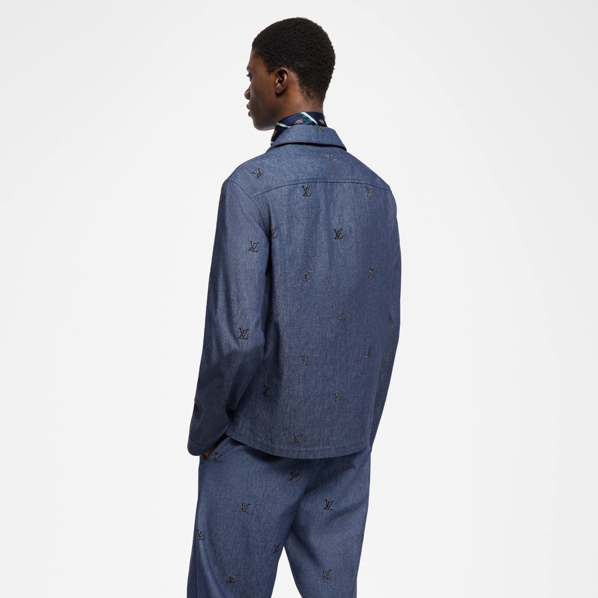 Embellished Denim Pajama Shirt  in Pria