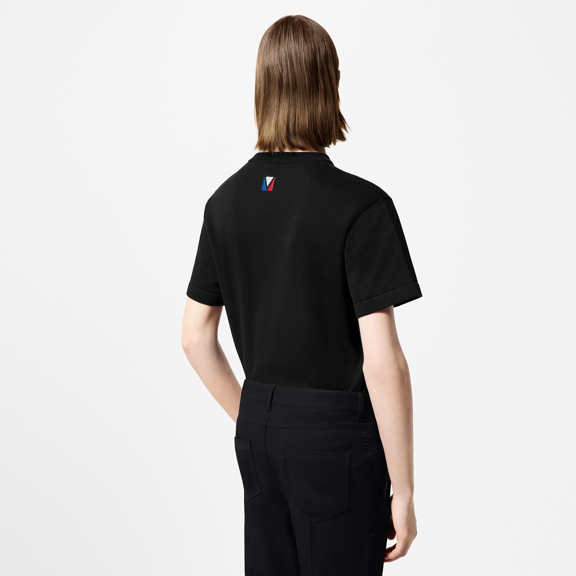 Embellished Short-Sleeved Cotton Crewneck  in Pria