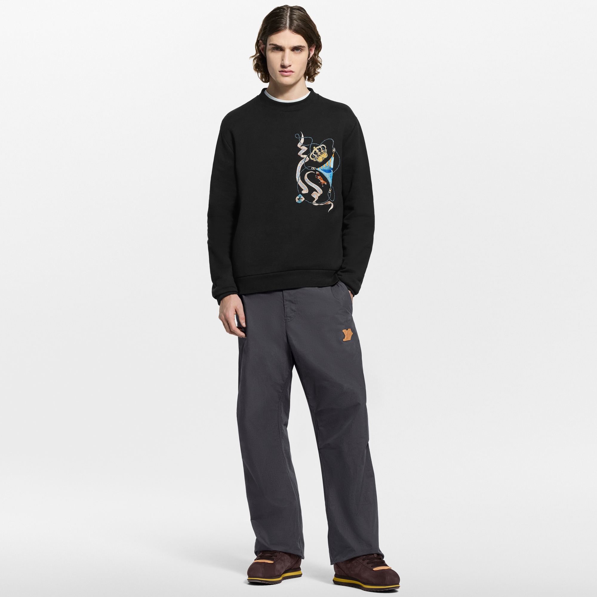 Embroidered Long-Sleeved Sweatshirt  in Pria