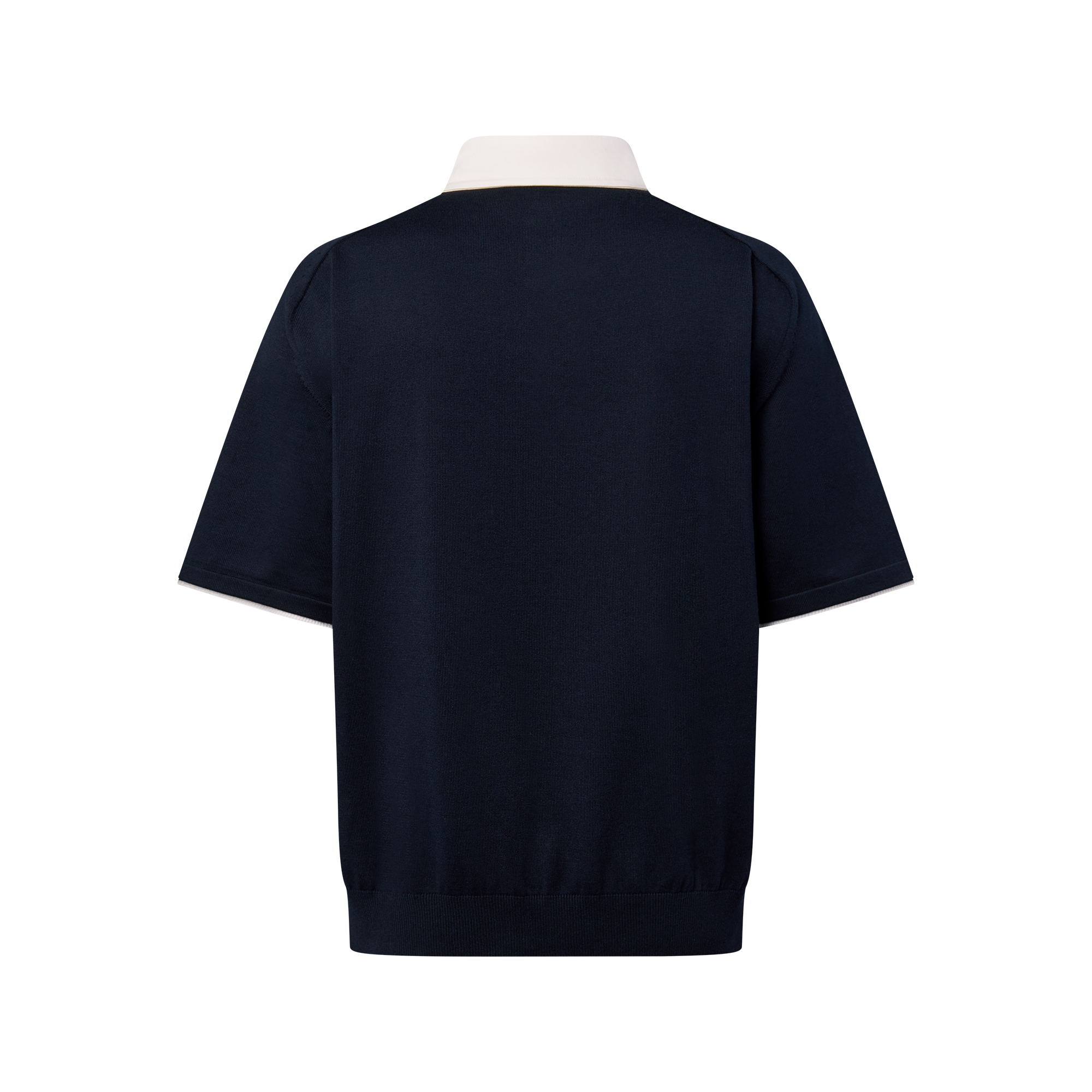 Embroidered Short-Sleeved Cotton Blend Polo Shirt  in Pria