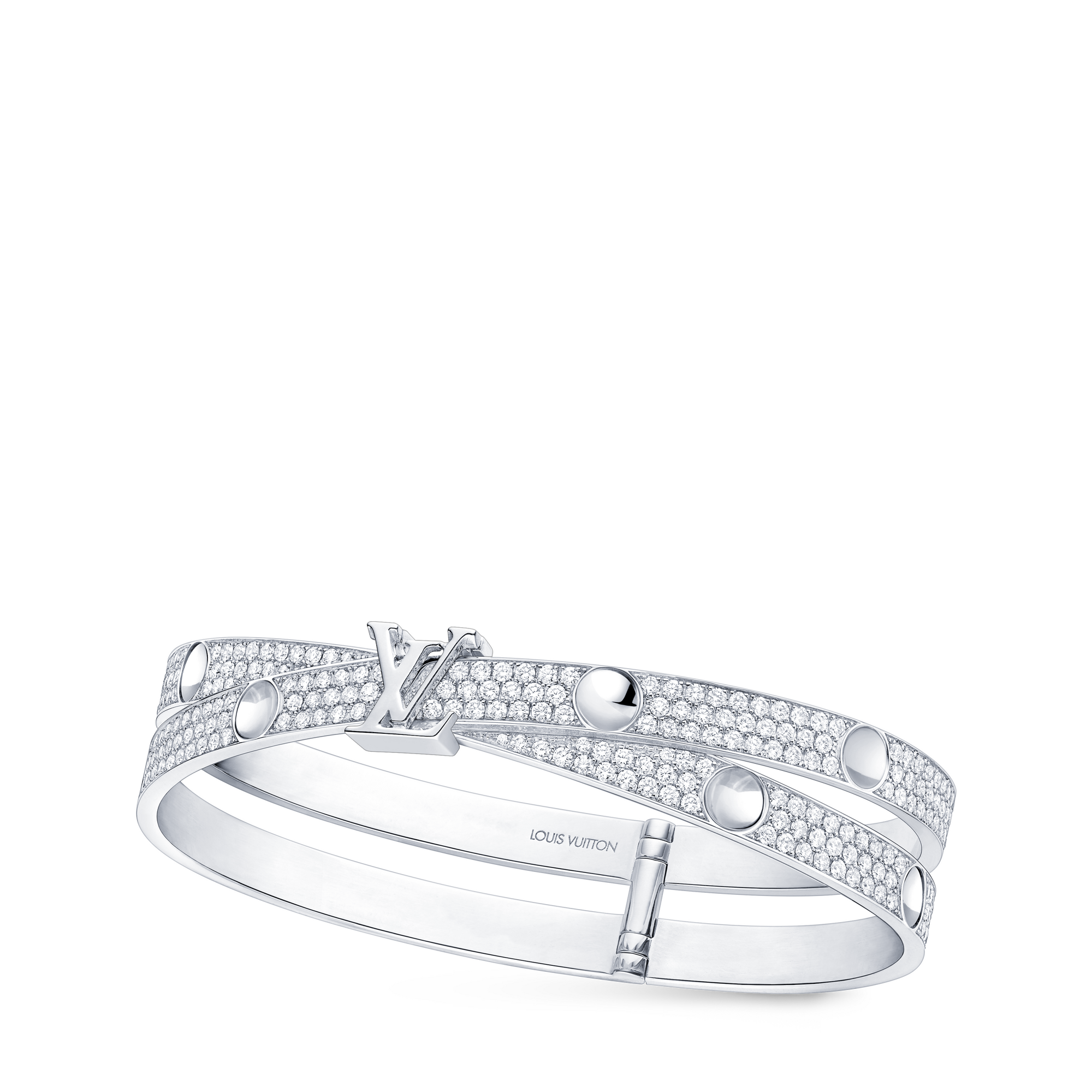Empreinte Double Bangle, White Gold and Diamonds  in Perhiasan