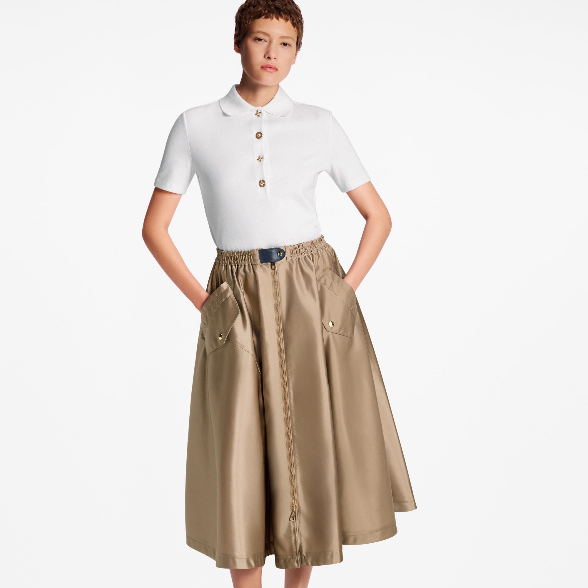 Flap Pocket Flared Skirt  in Wanita