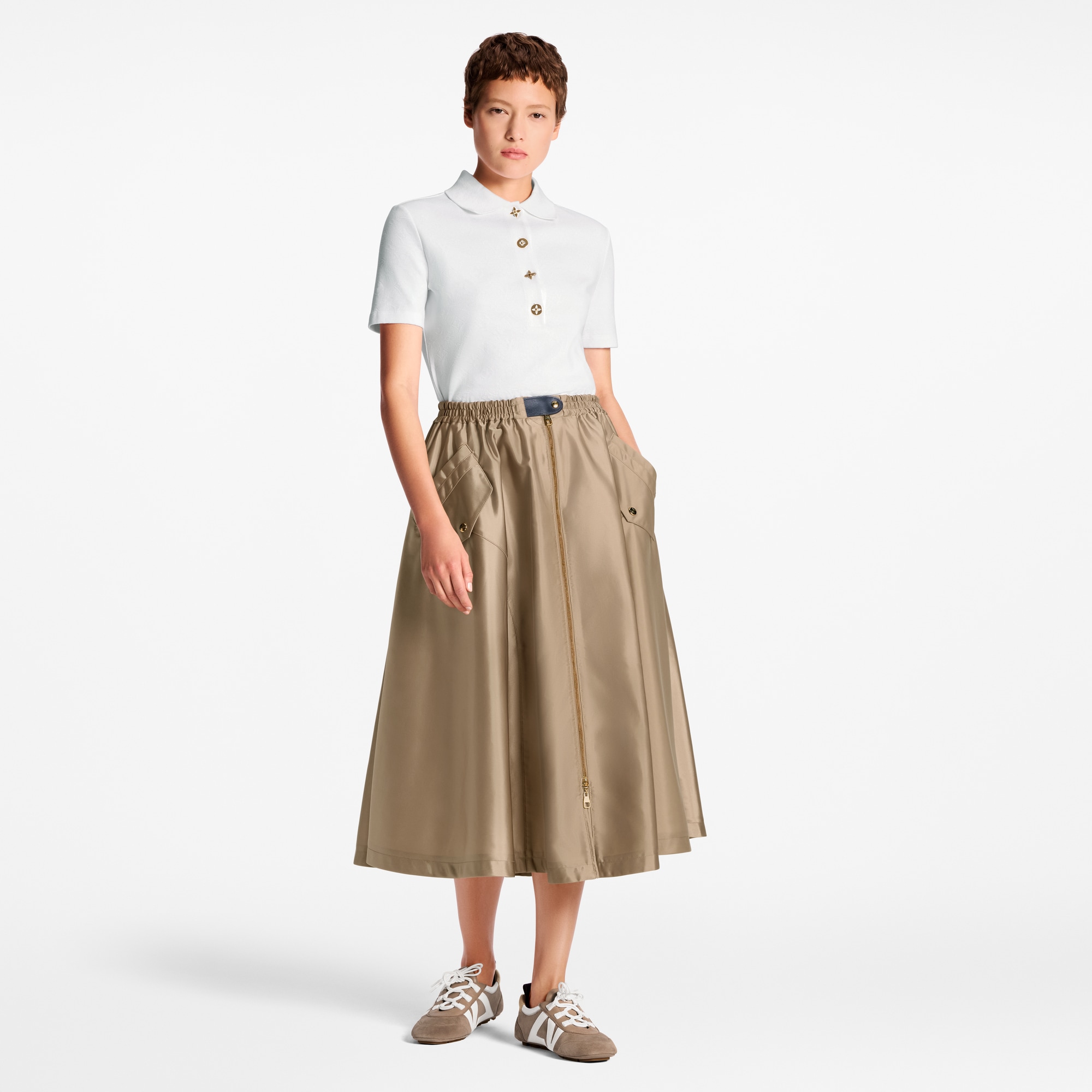 Flap Pocket Flared Skirt  in Wanita