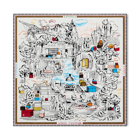 Gaston’s Travel Square 90 S00 in Wanita's Aksesori Silk Squares and Bandeaus collections by Louis Vuitton (Perbesar produk)