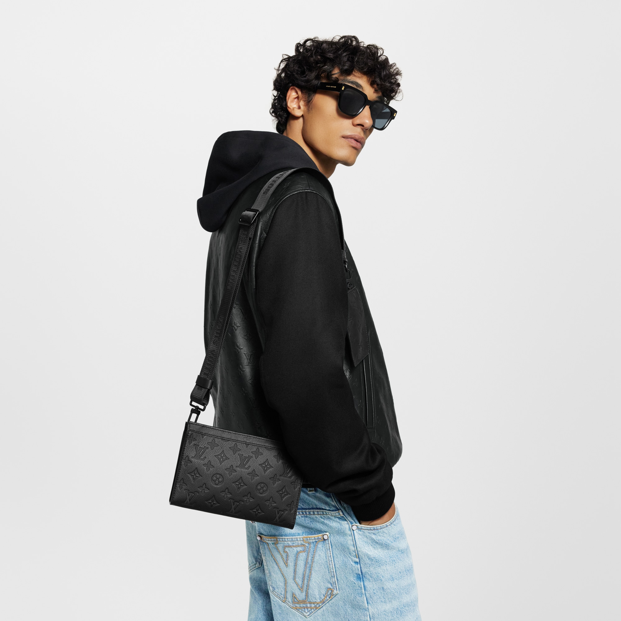 Gaston Wearable Wallet Monogram Shadow Leather in Pria