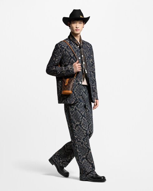 Graphic Collarless Denim Jacket in Men's Ready to Wear Outerwear and Coats collections by Louis Vuitton