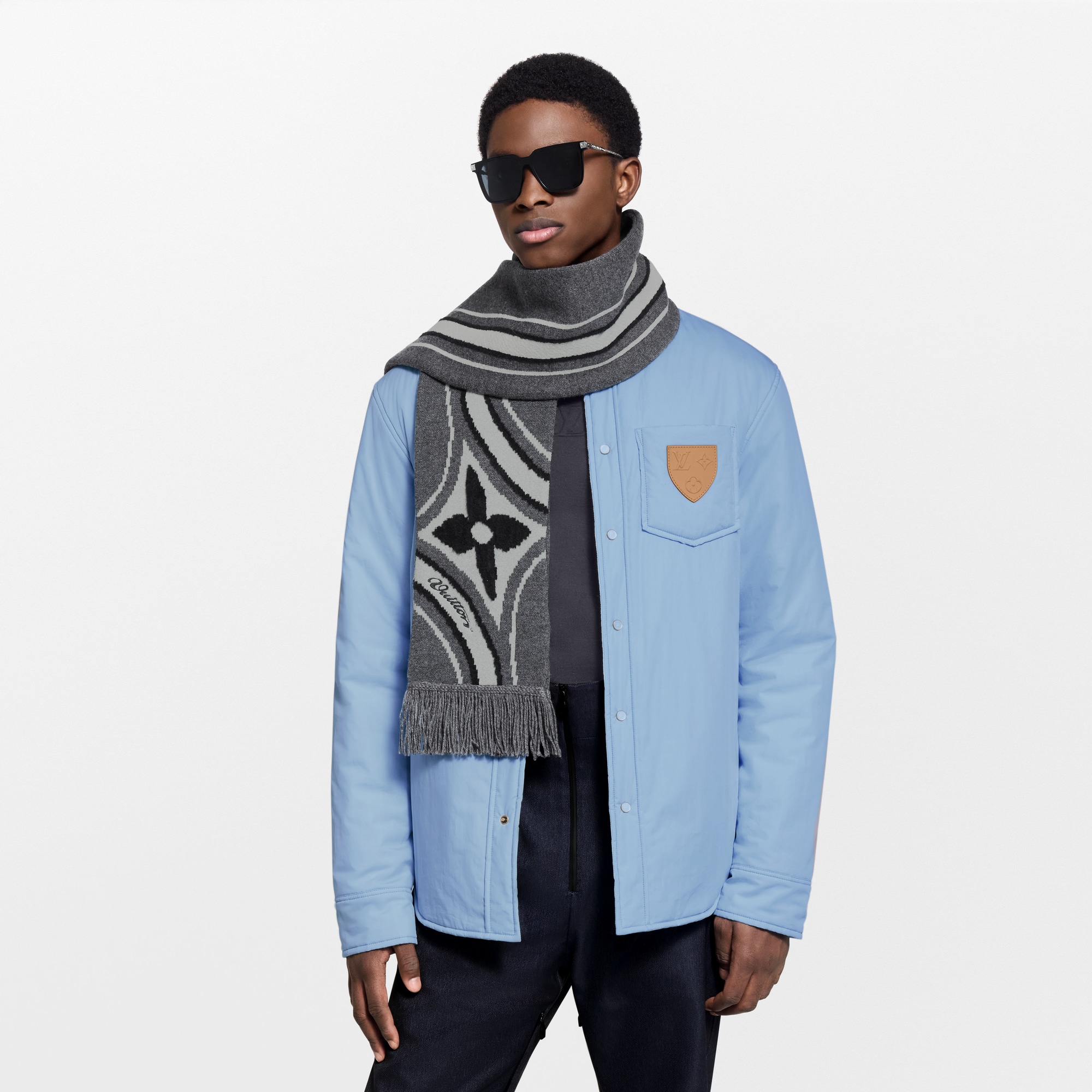 Graphic Flower Scarf S00 in Pria