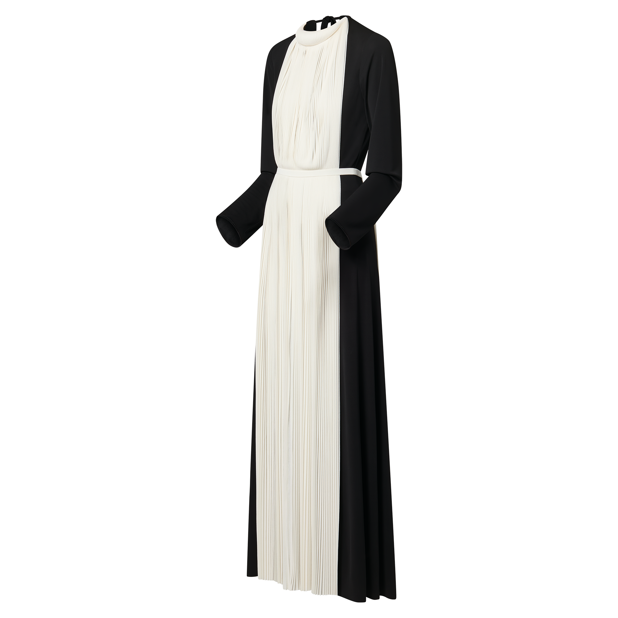 Graphic Pleated Accent Gown  in Wanita