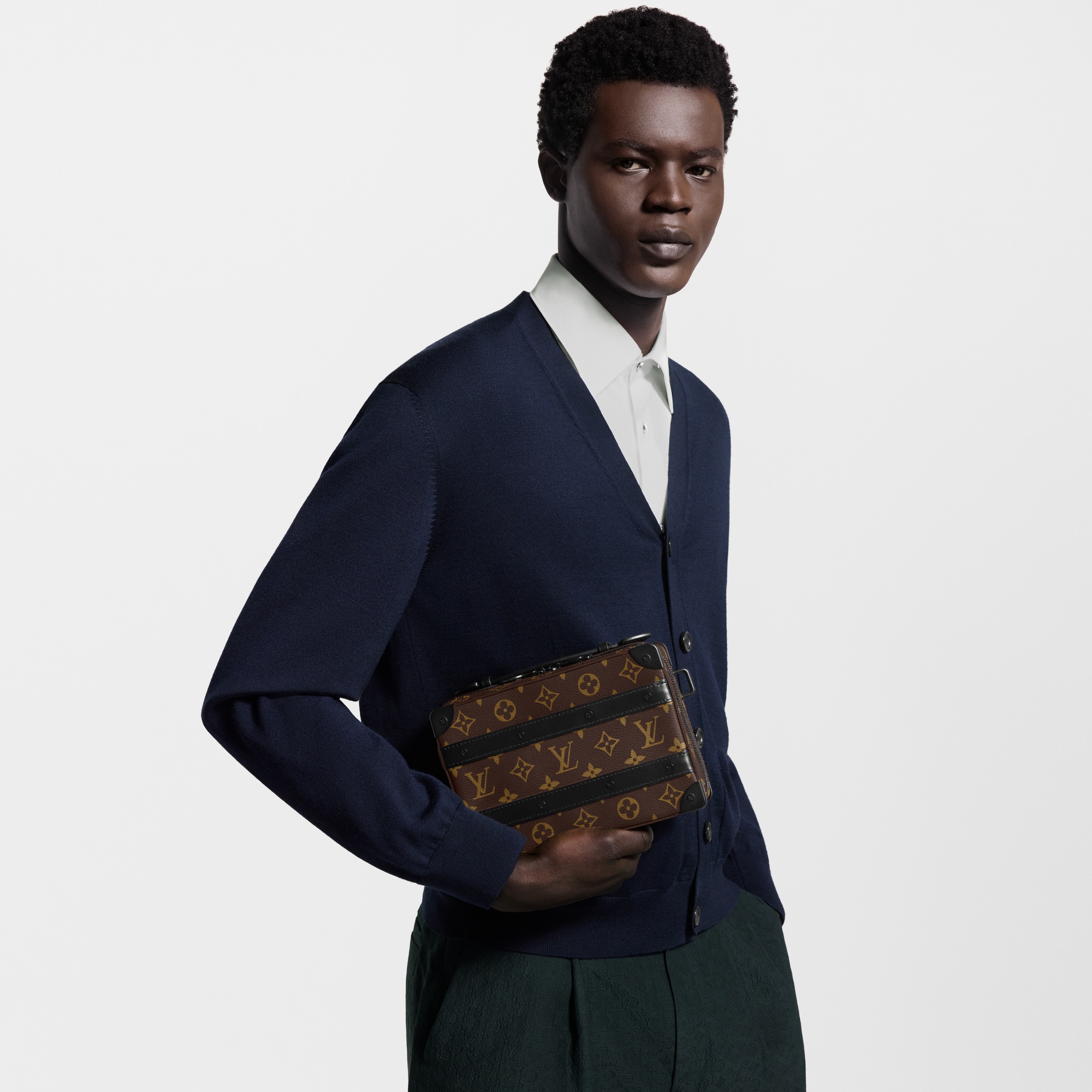 Handle Soft Trunk Monogram Macassar Canvas in Pria