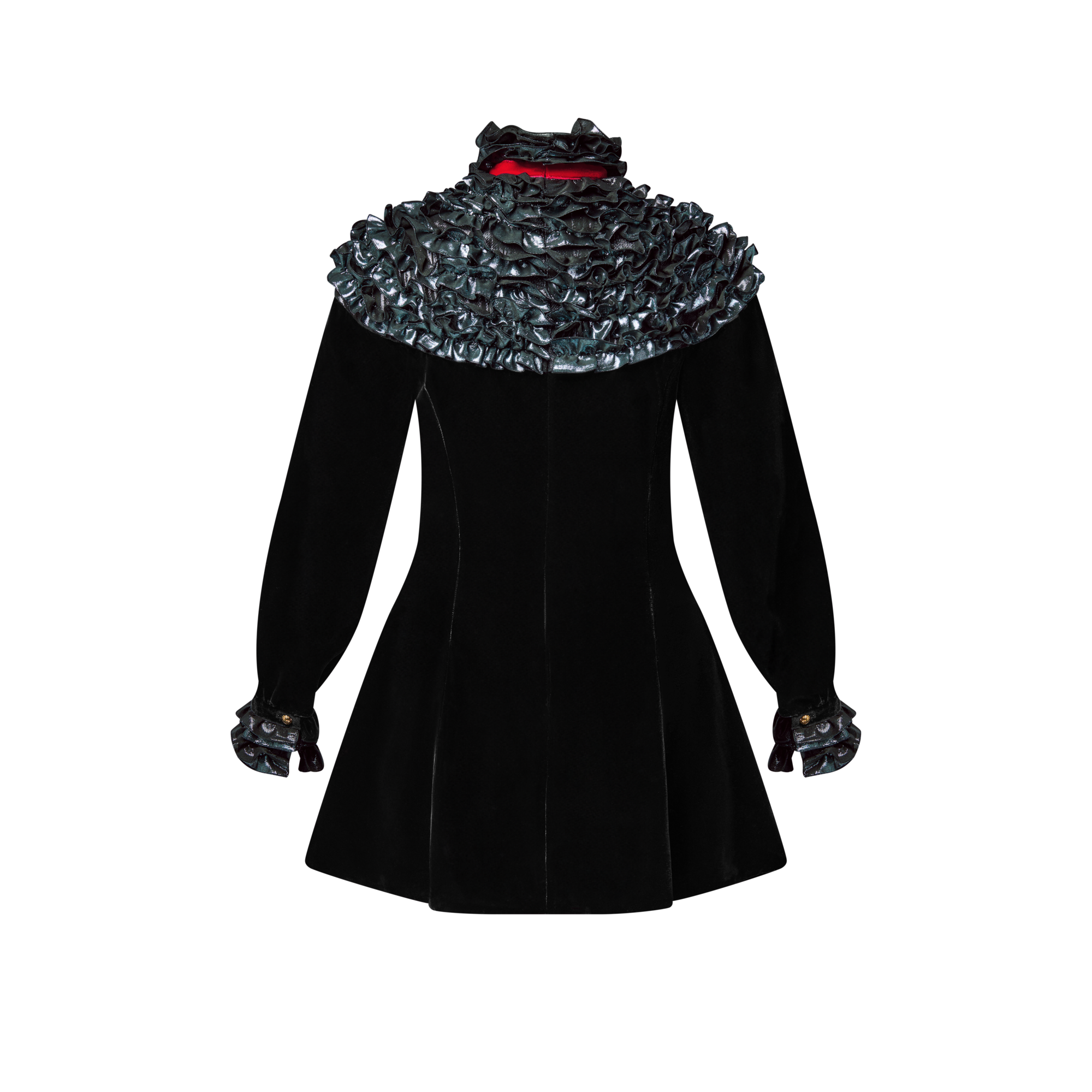 High Collar Frills Dress  in Wanita