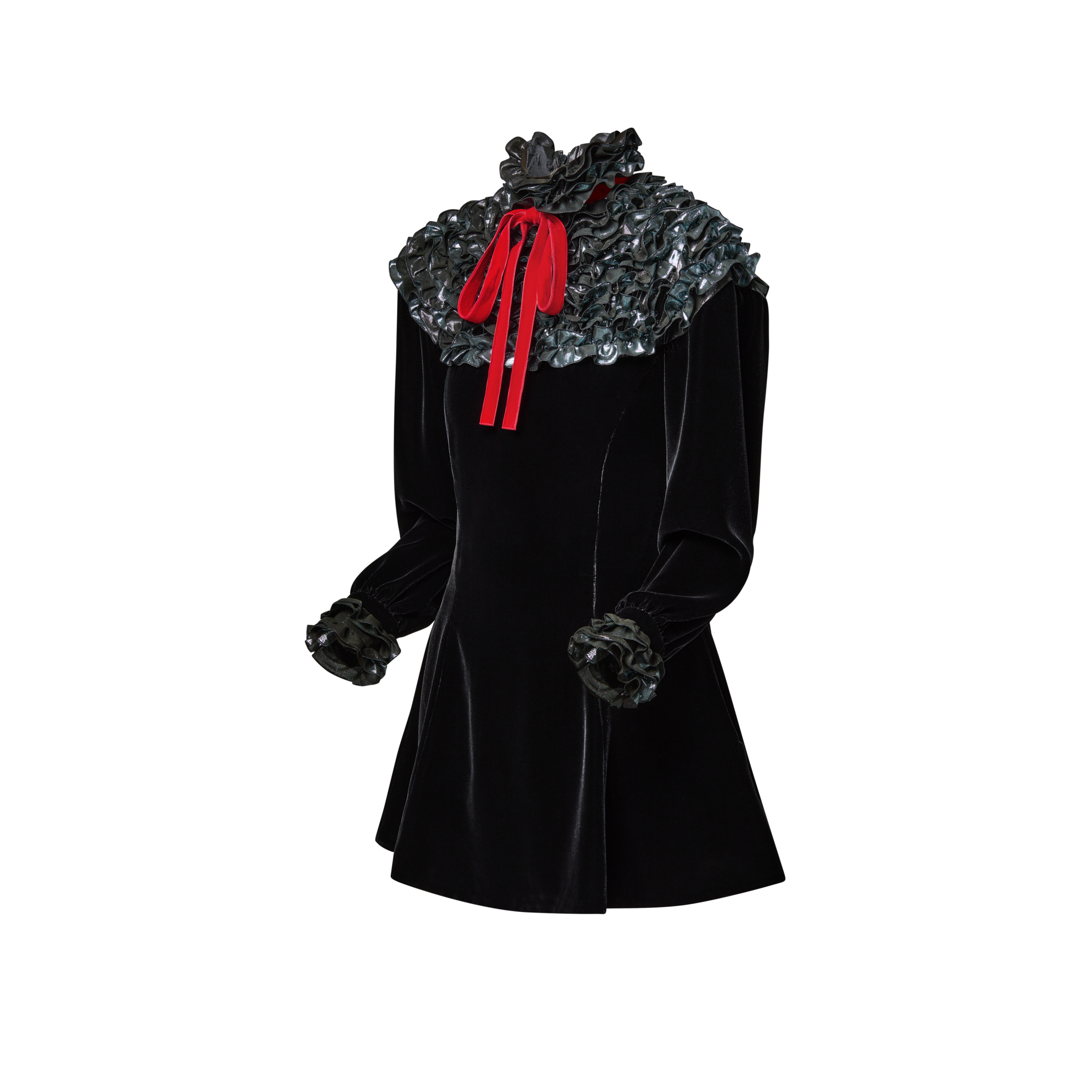 High Collar Frills Dress  in Wanita