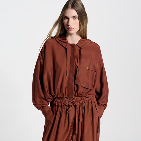 Hooded Washed Silk Shirt in Wanita's Pakaian Atasan collections by Louis Vuitton (Perbesar produk)