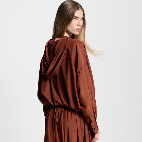 Hooded Washed Silk Shirt in Wanita's Pakaian Atasan collections by Louis Vuitton (Perbesar produk)