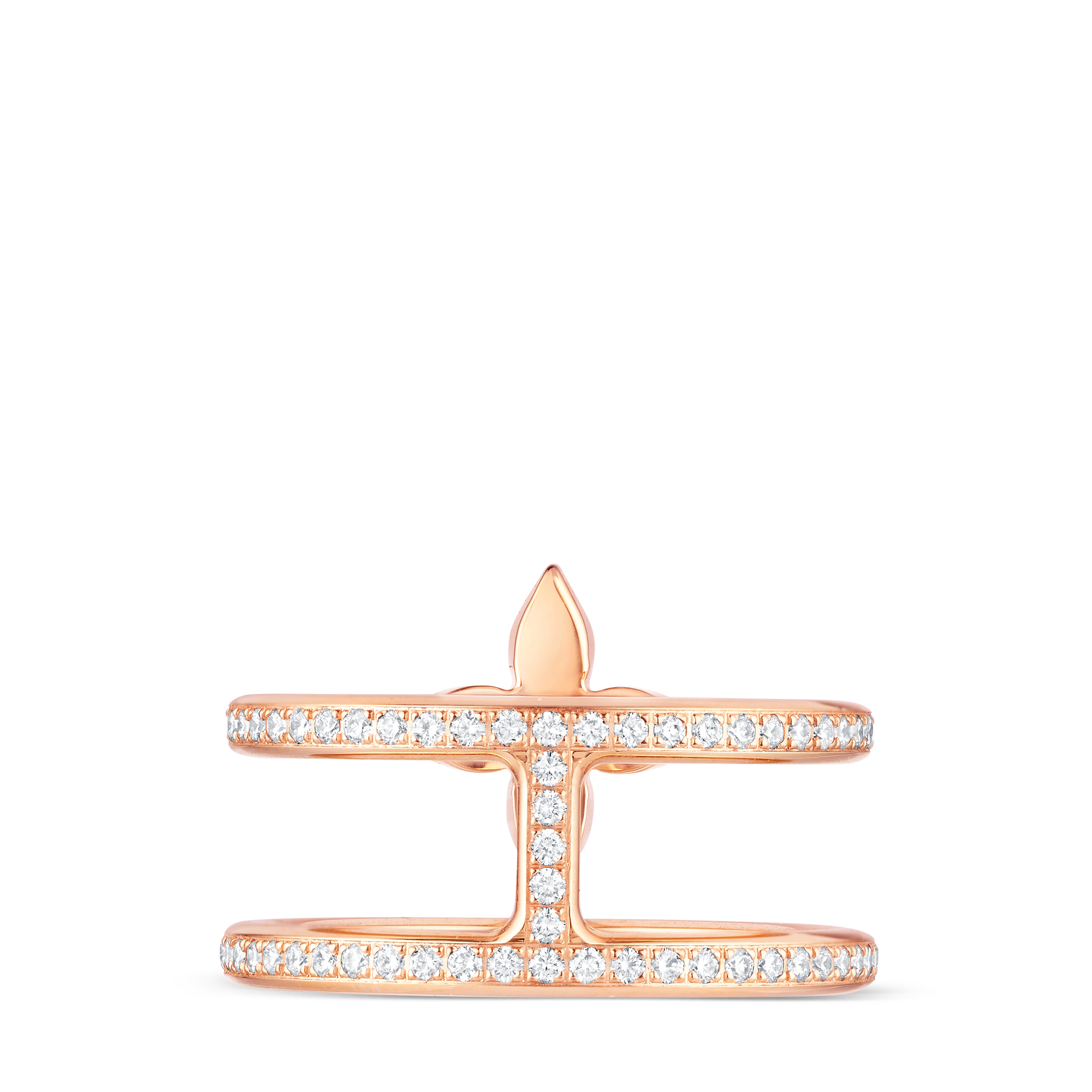 Idylle Blossom Two-Row Ring, Pink Gold And Diamonds  in Perhiasan