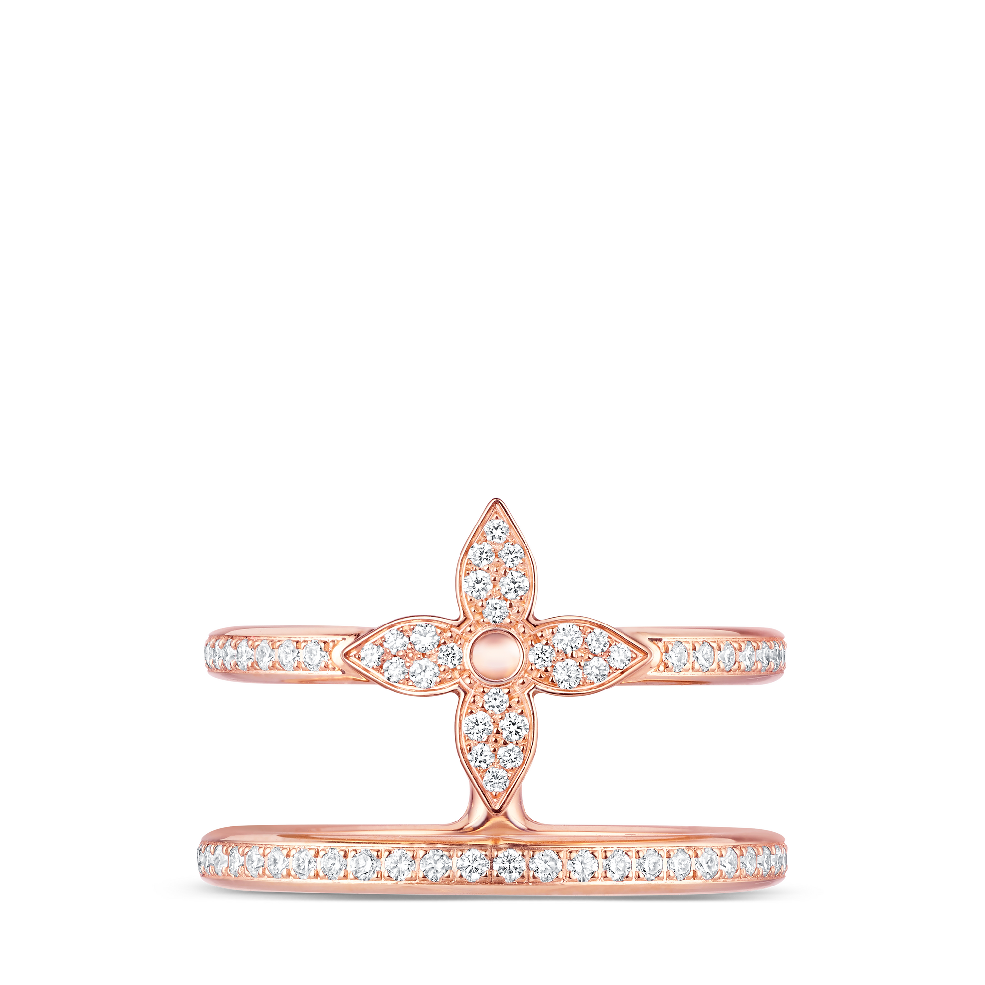 Idylle Blossom Two-Row Ring, Pink Gold And Diamonds  in Perhiasan