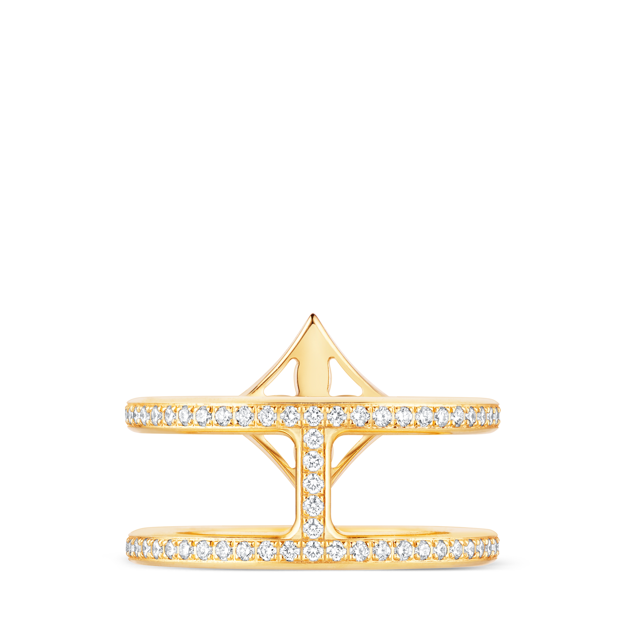 Idylle Blossom Two-Row Ring, Yellow Gold And Diamonds  in Perhiasan