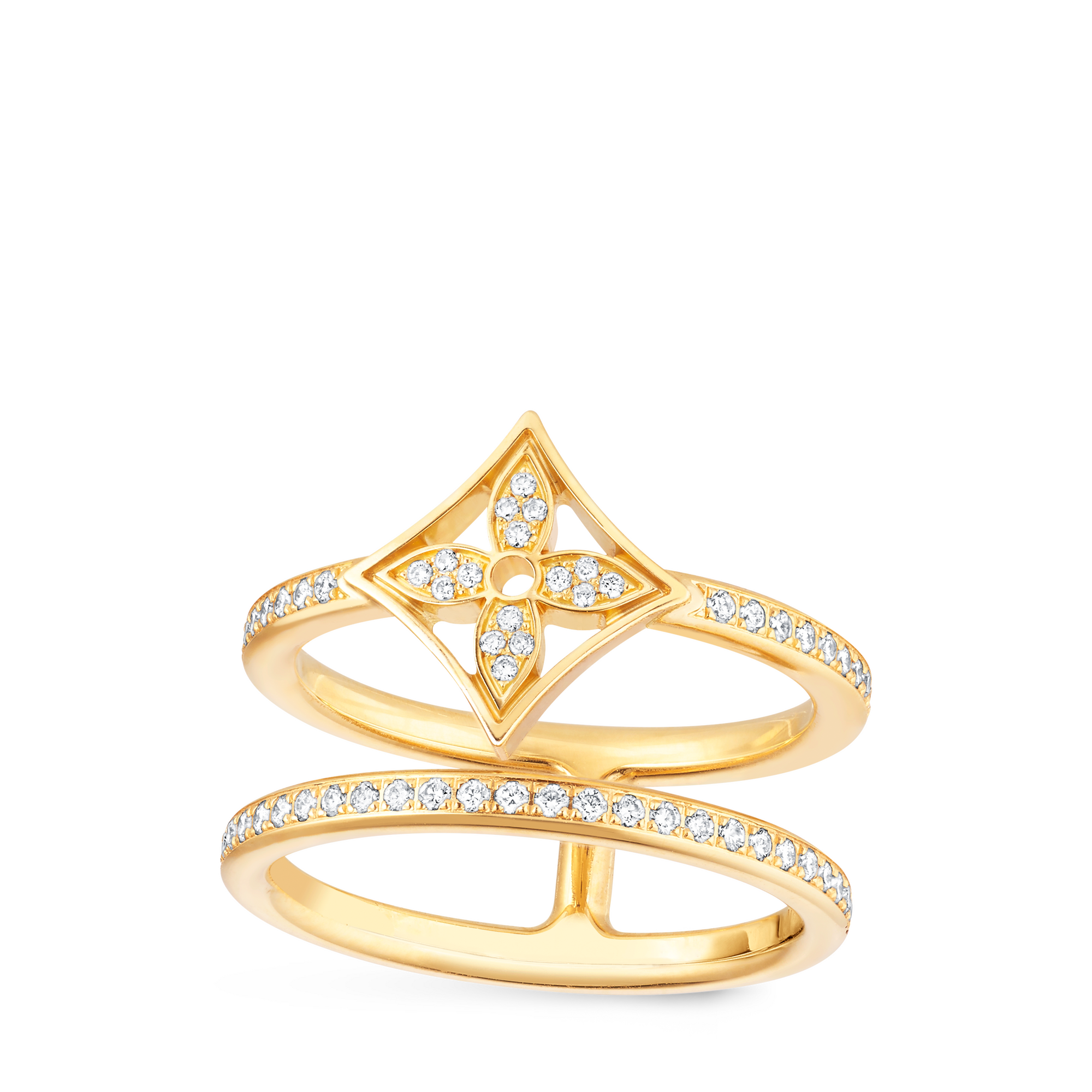 Idylle Blossom Two-Row Ring, Yellow Gold And Diamonds  in Perhiasan