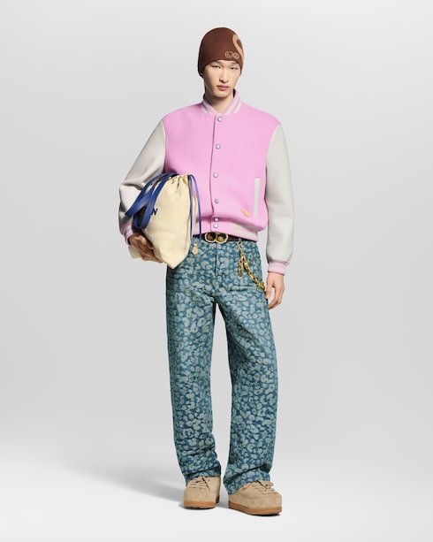 Jacquard Workwear Denim Pants in Pria's Pakaian Denim collections by Louis Vuitton