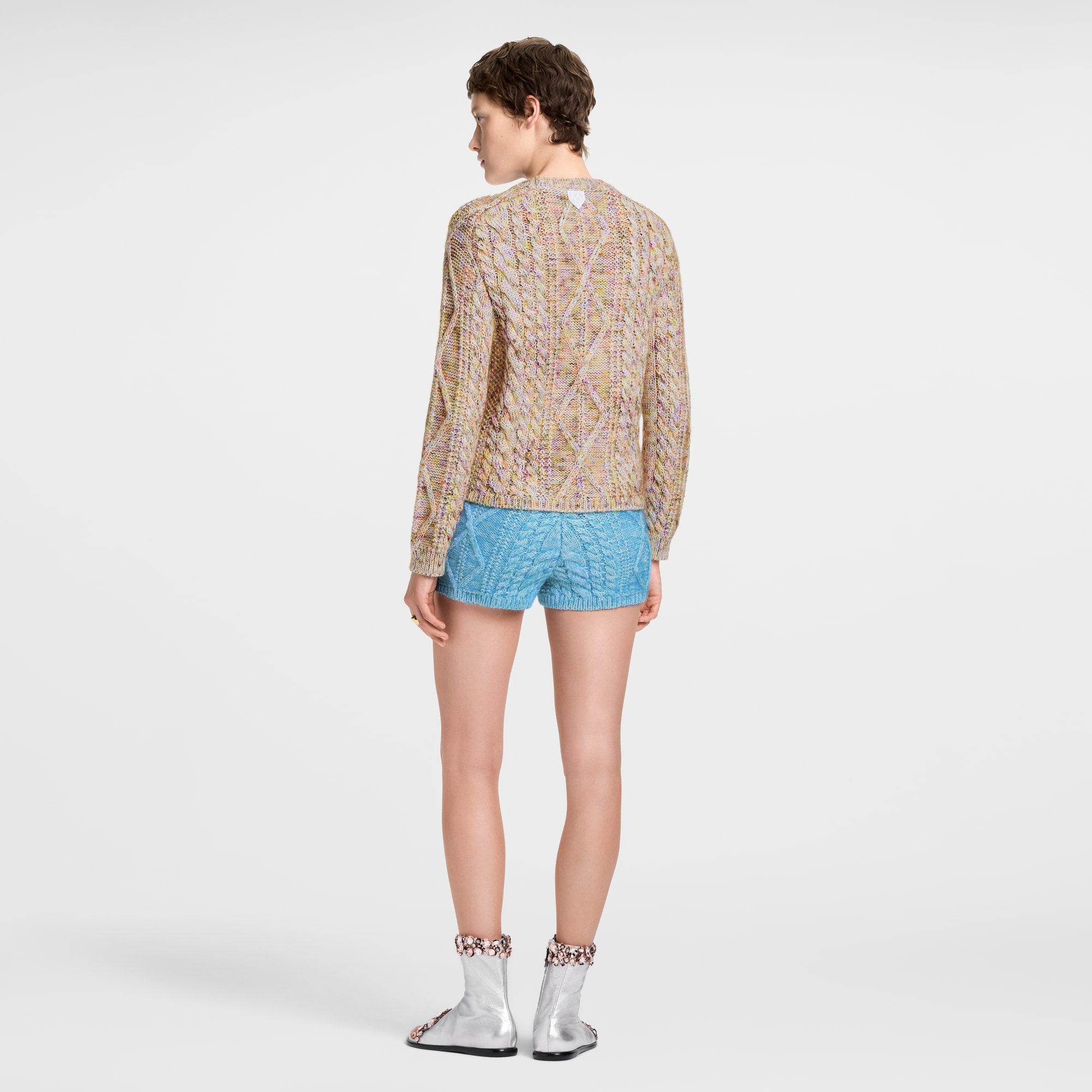 Knitted Flower Front Pullover  in Wanita