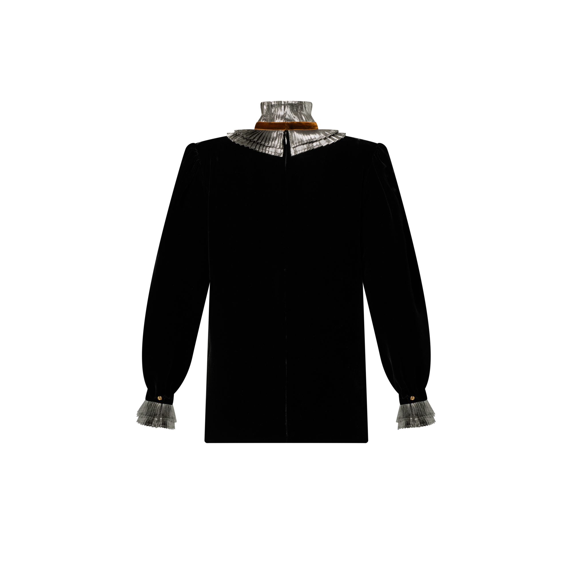 L/S High Ruffle Collar Shirt  in Wanita