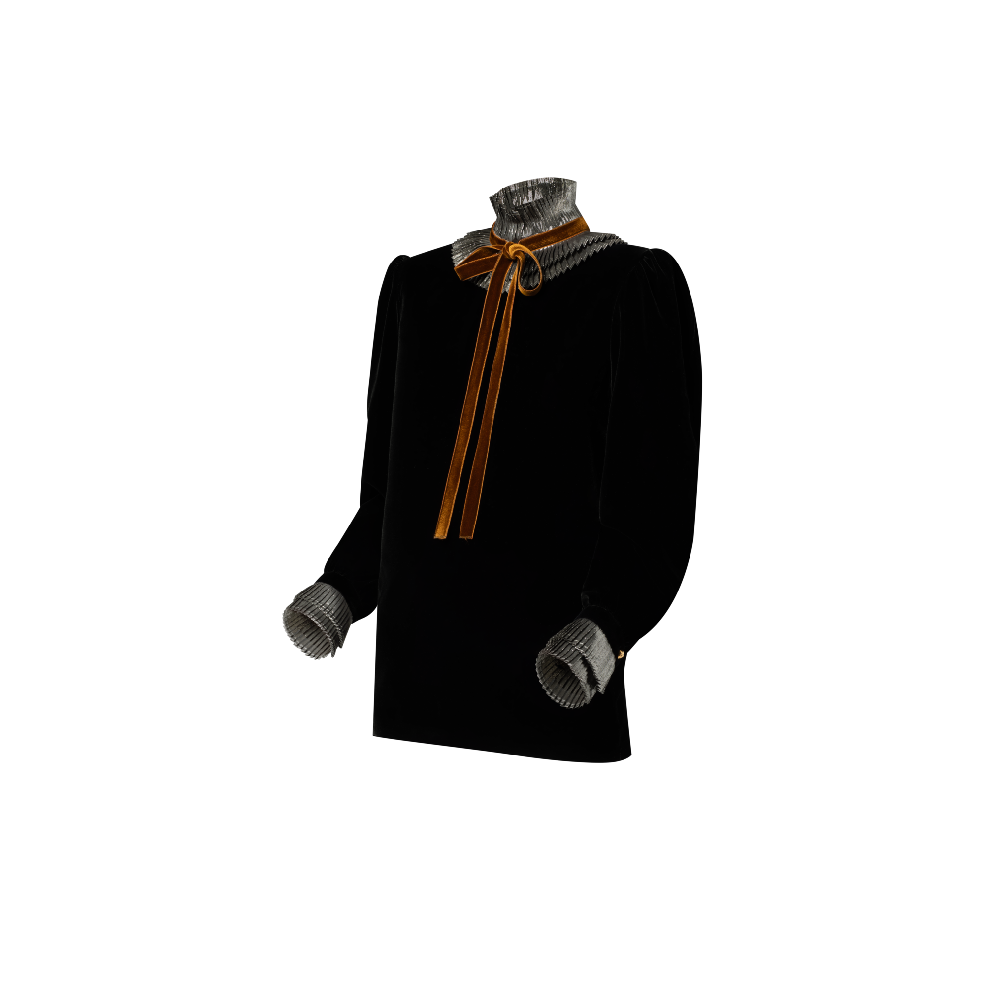 L/S High Ruffle Collar Shirt  in Wanita