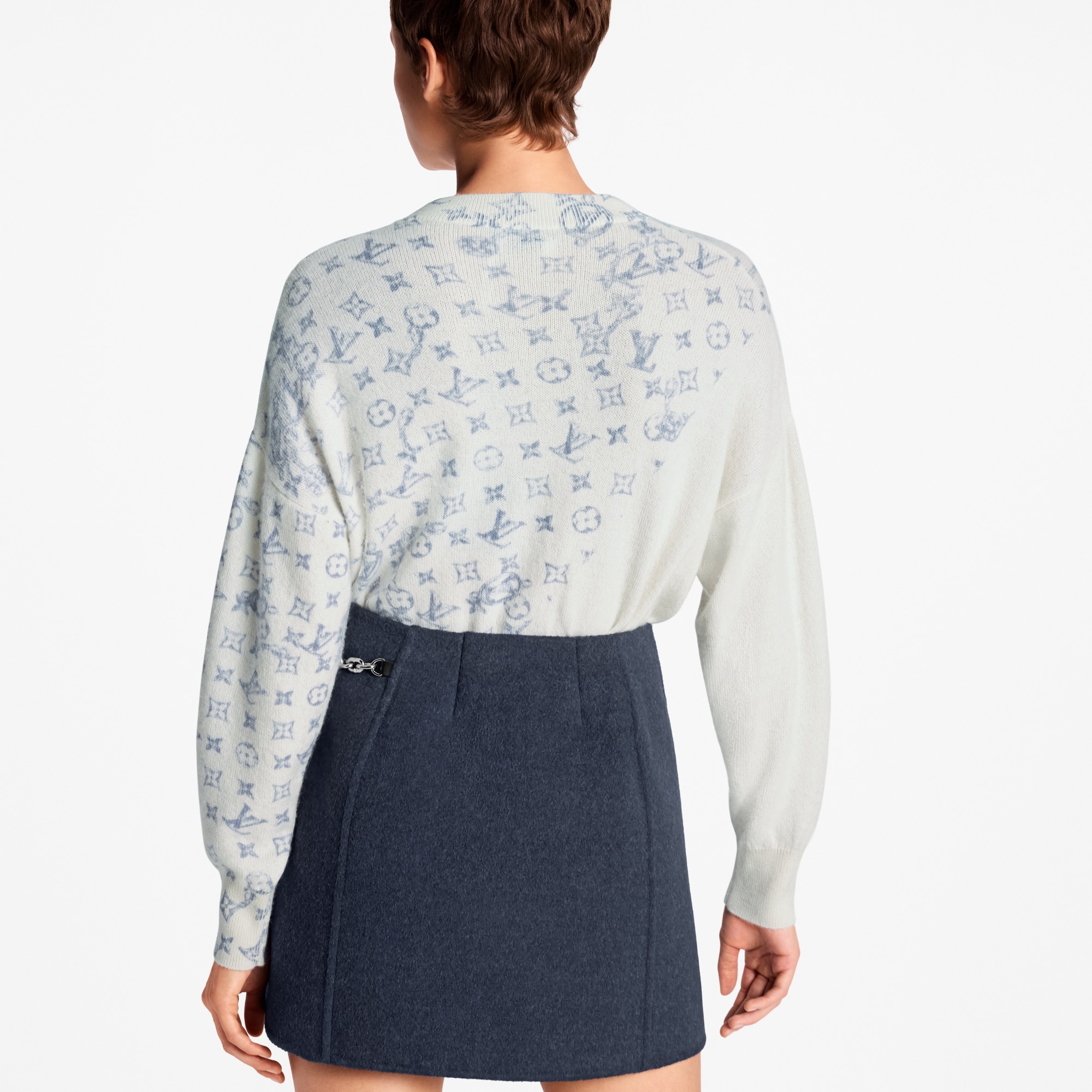 Layered Monogram Print Pullover  in Wanita