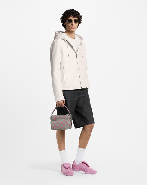 レザーミックスフーデッドブルゾン メンズ ウェア(洋服)